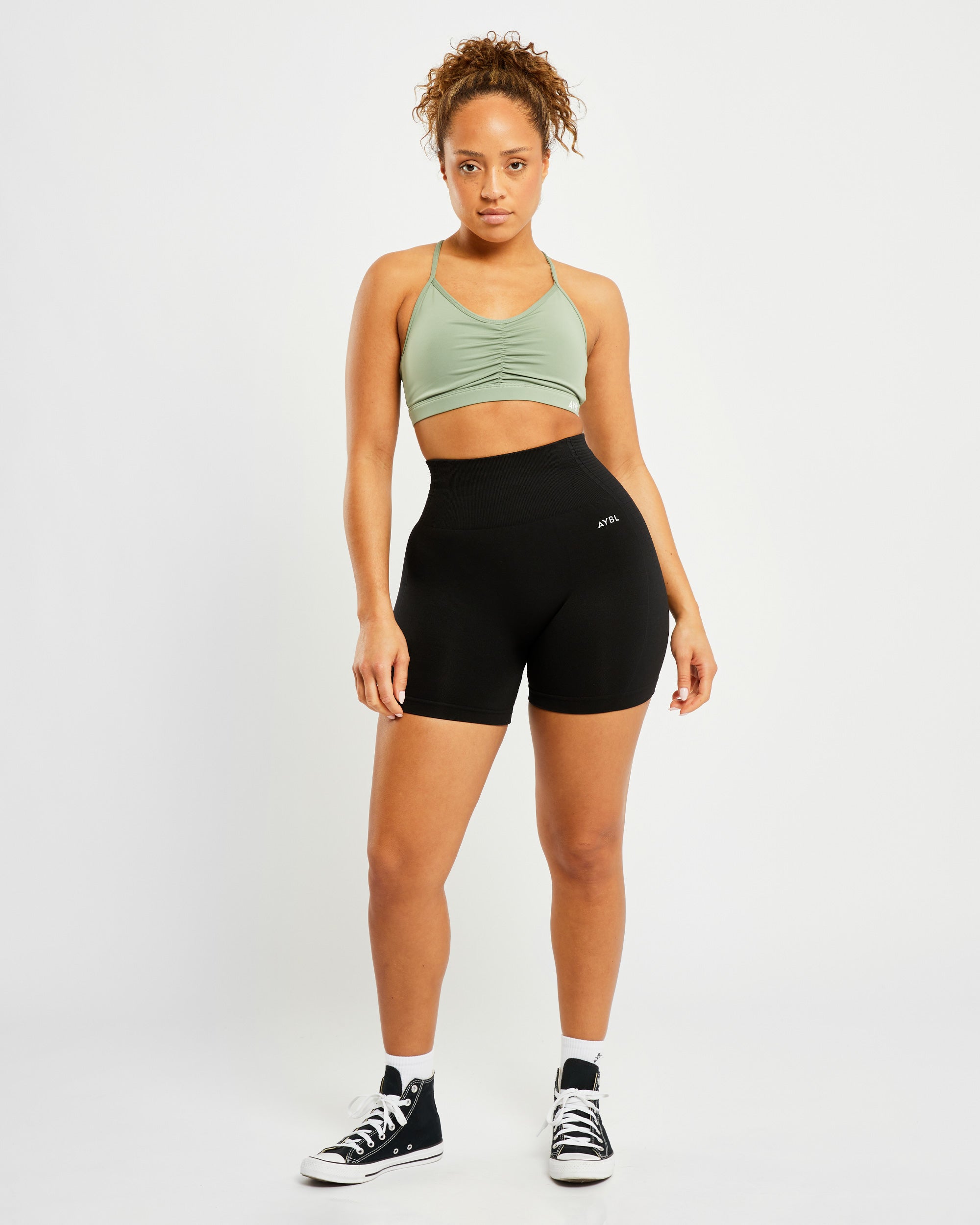 Essential Ruched Sports Bra - Olive Vert