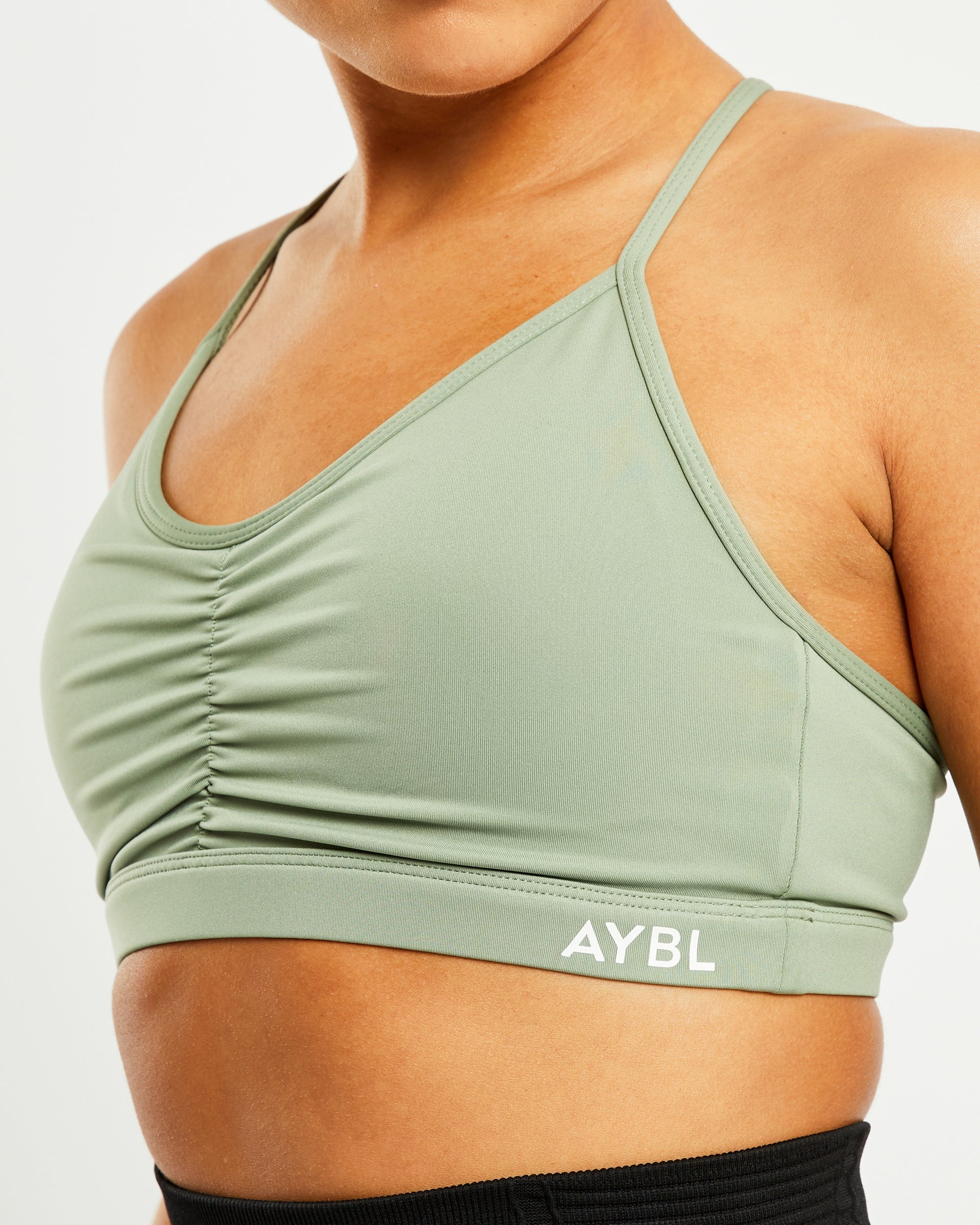 Essential Ruched Sports Bra - Olive Vert