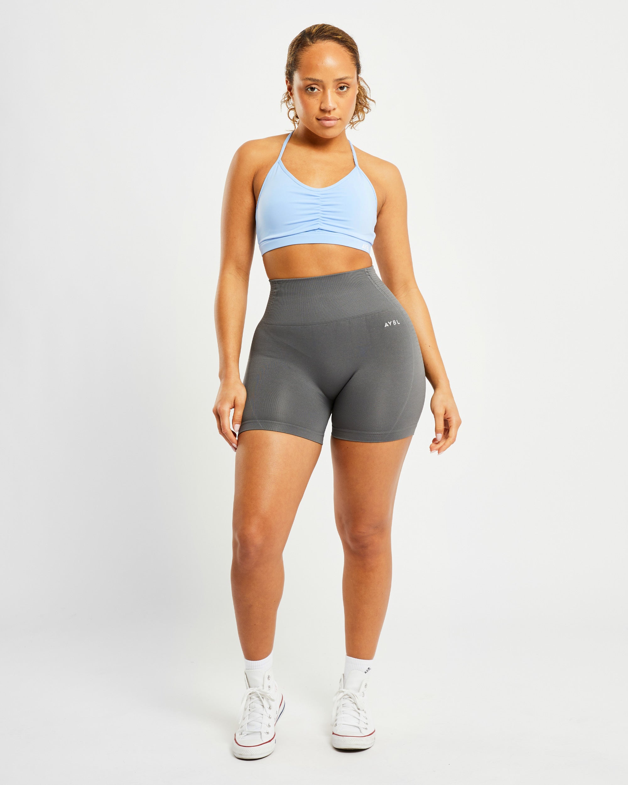 Essential Ruched Sports Bra - Powder Bleu