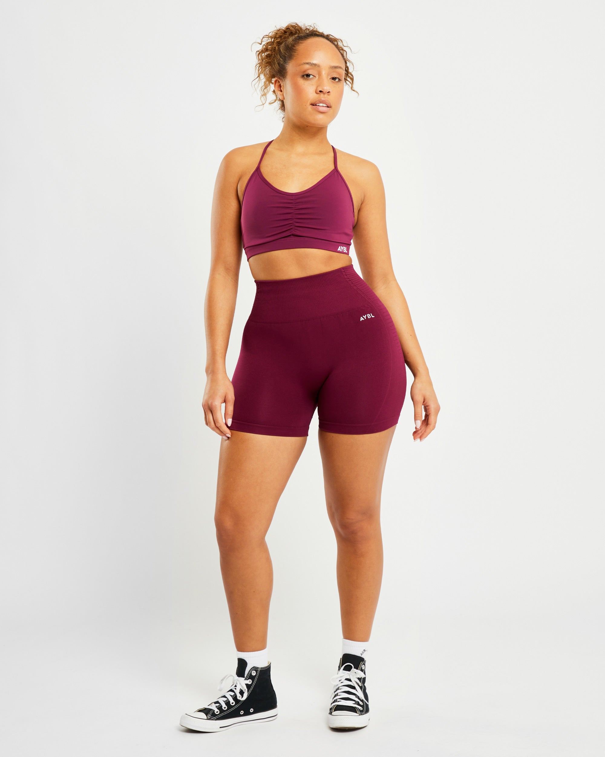 Essential Ruched Sports Bra - Violet Wine