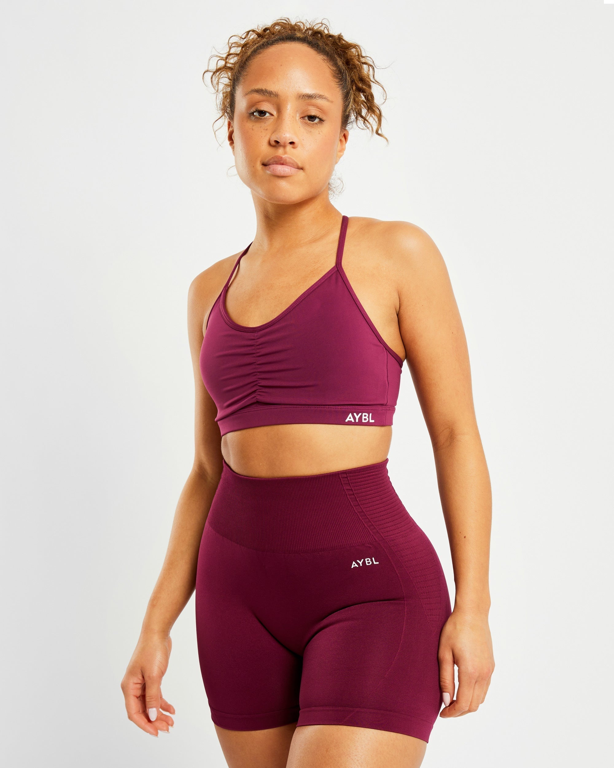 Essential Ruched Sports Bra - Violet Wine