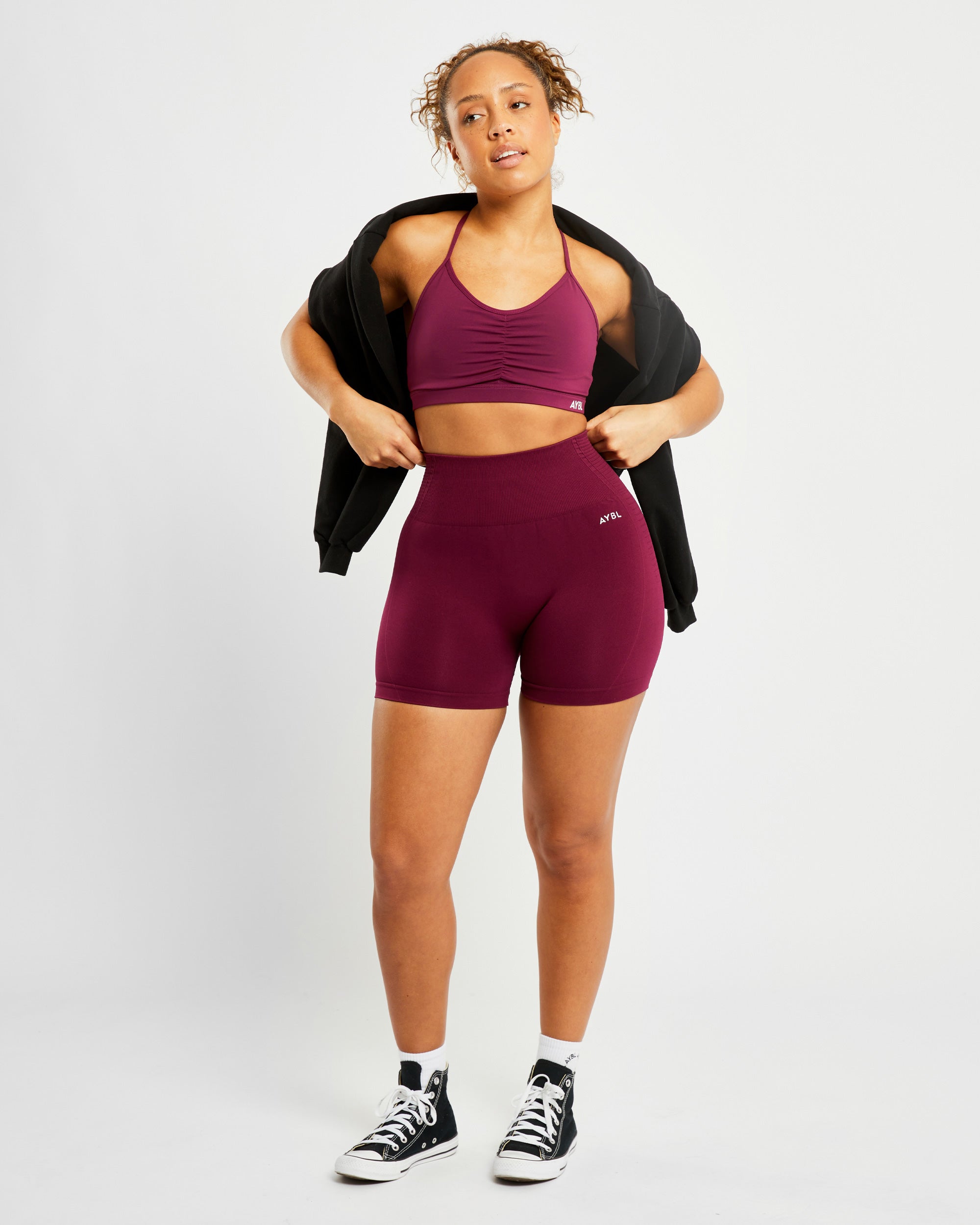 Essential Ruched Sports Bra - Violet Wine