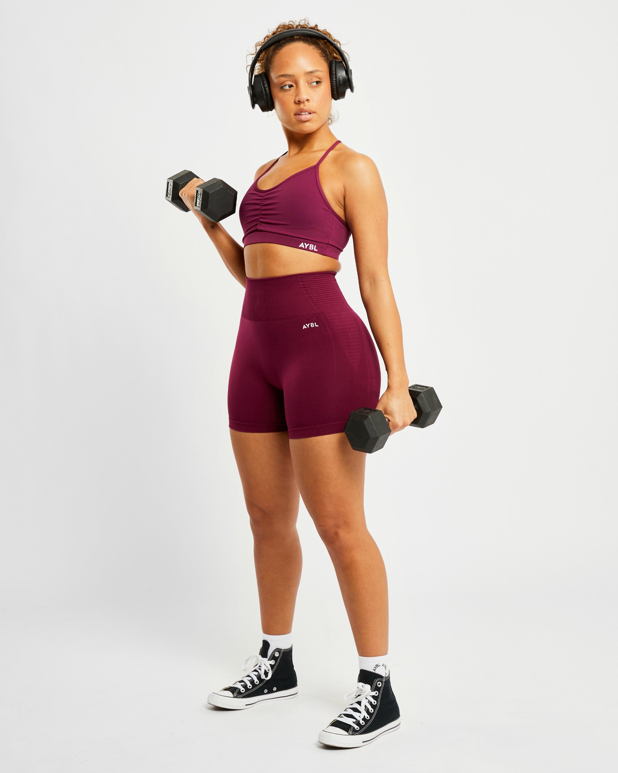 Essential Ruched Sports Bra - Violet Wine