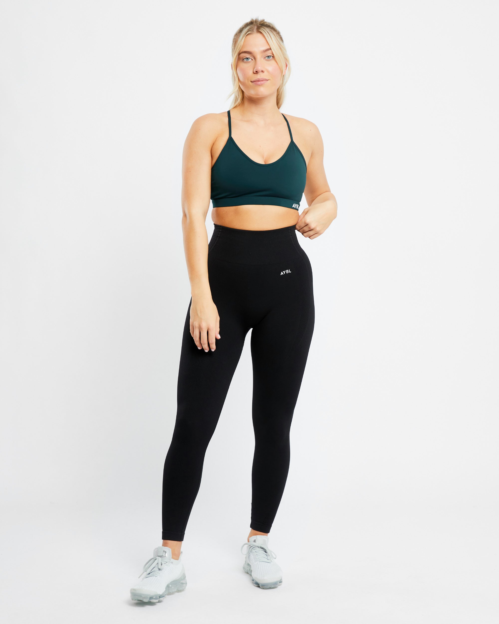 Essential V Neck Sports Bra - Forest Vert