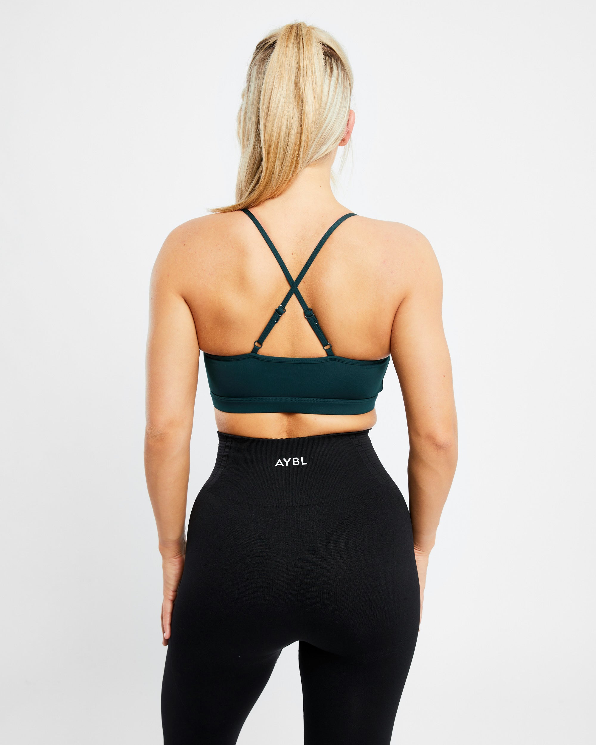 Essential V Neck Sports Bra - Forest Vert