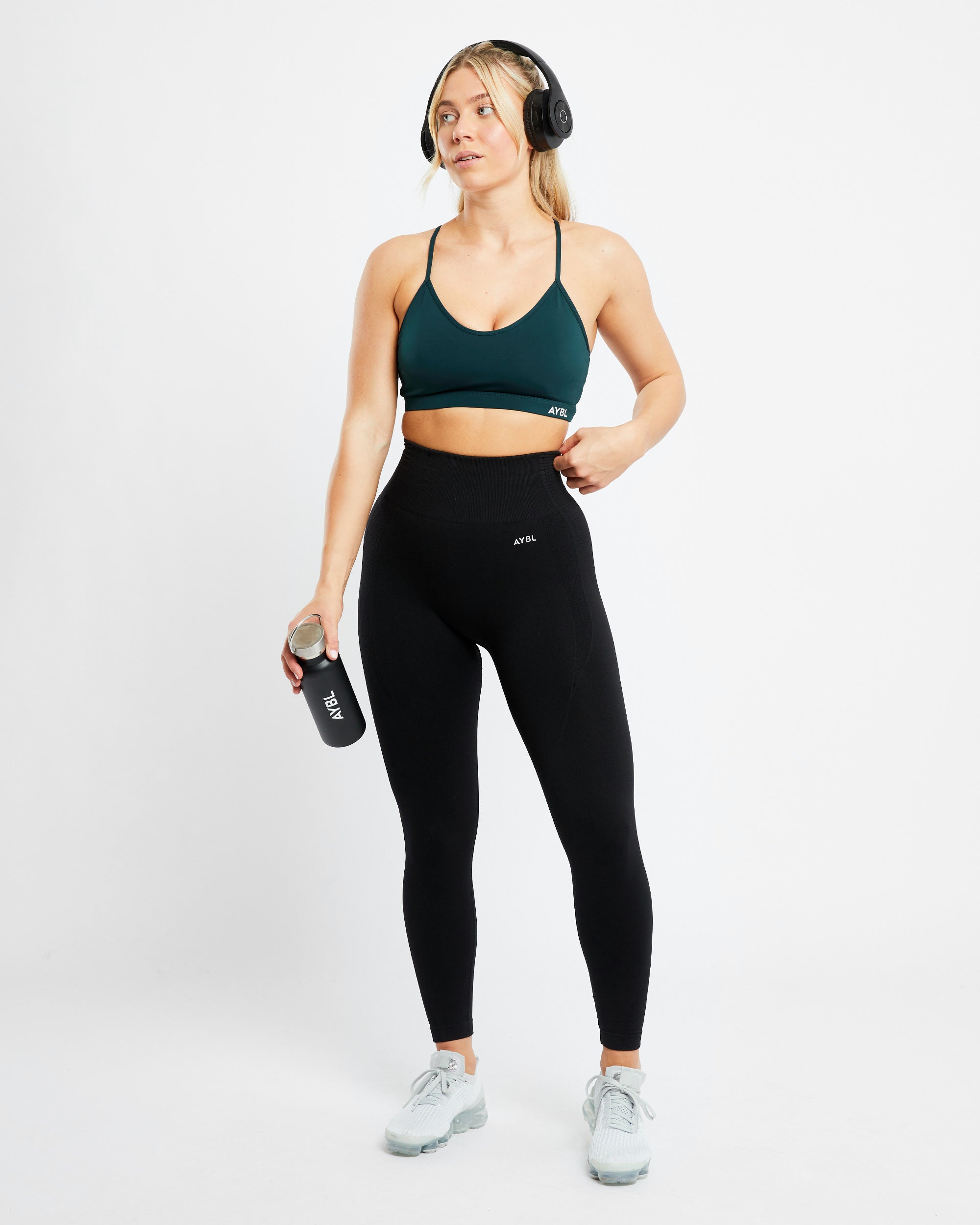 Essential V Neck Sports Bra - Forest Vert