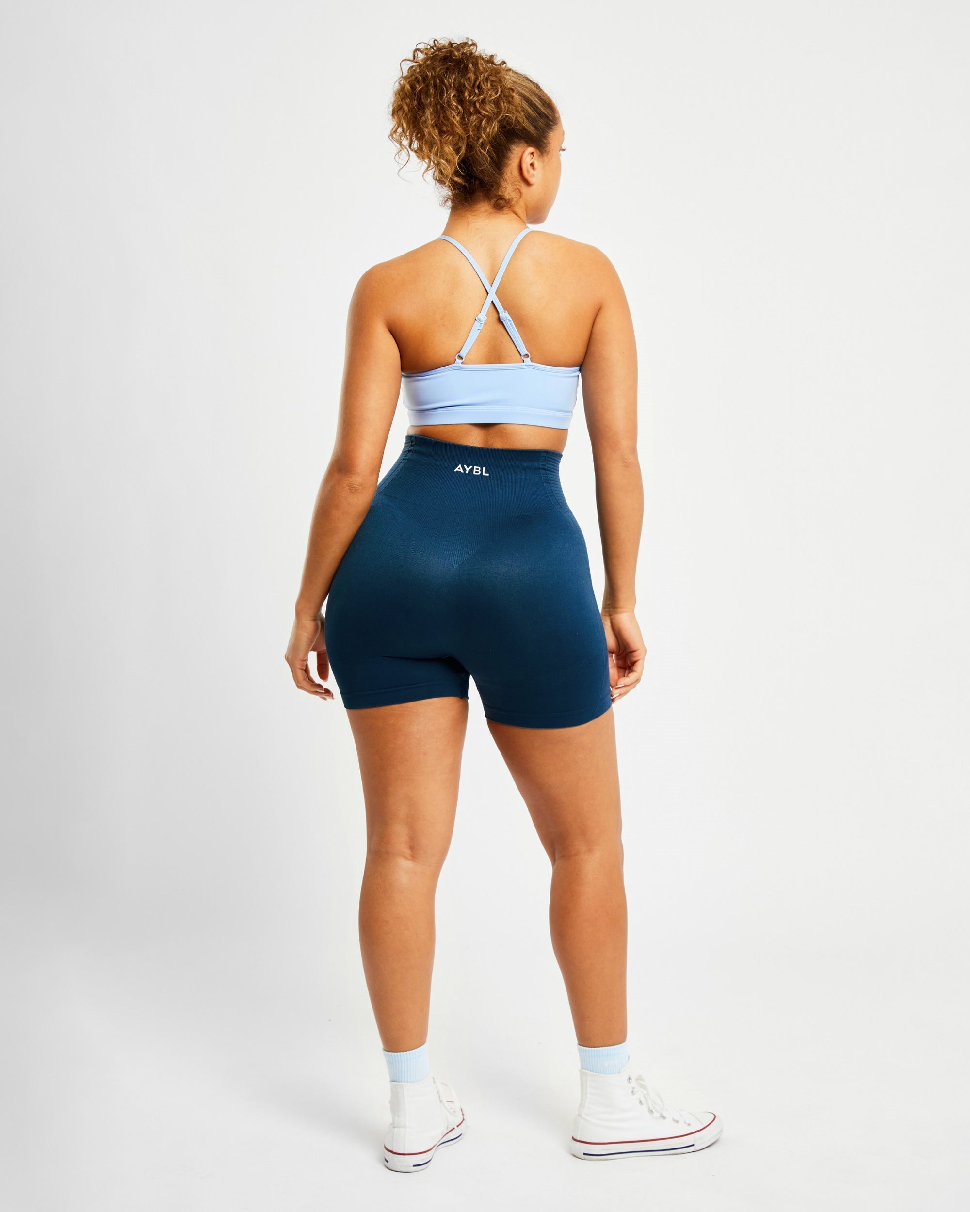 Essential V Neck Sports Bra - Powder Bleu