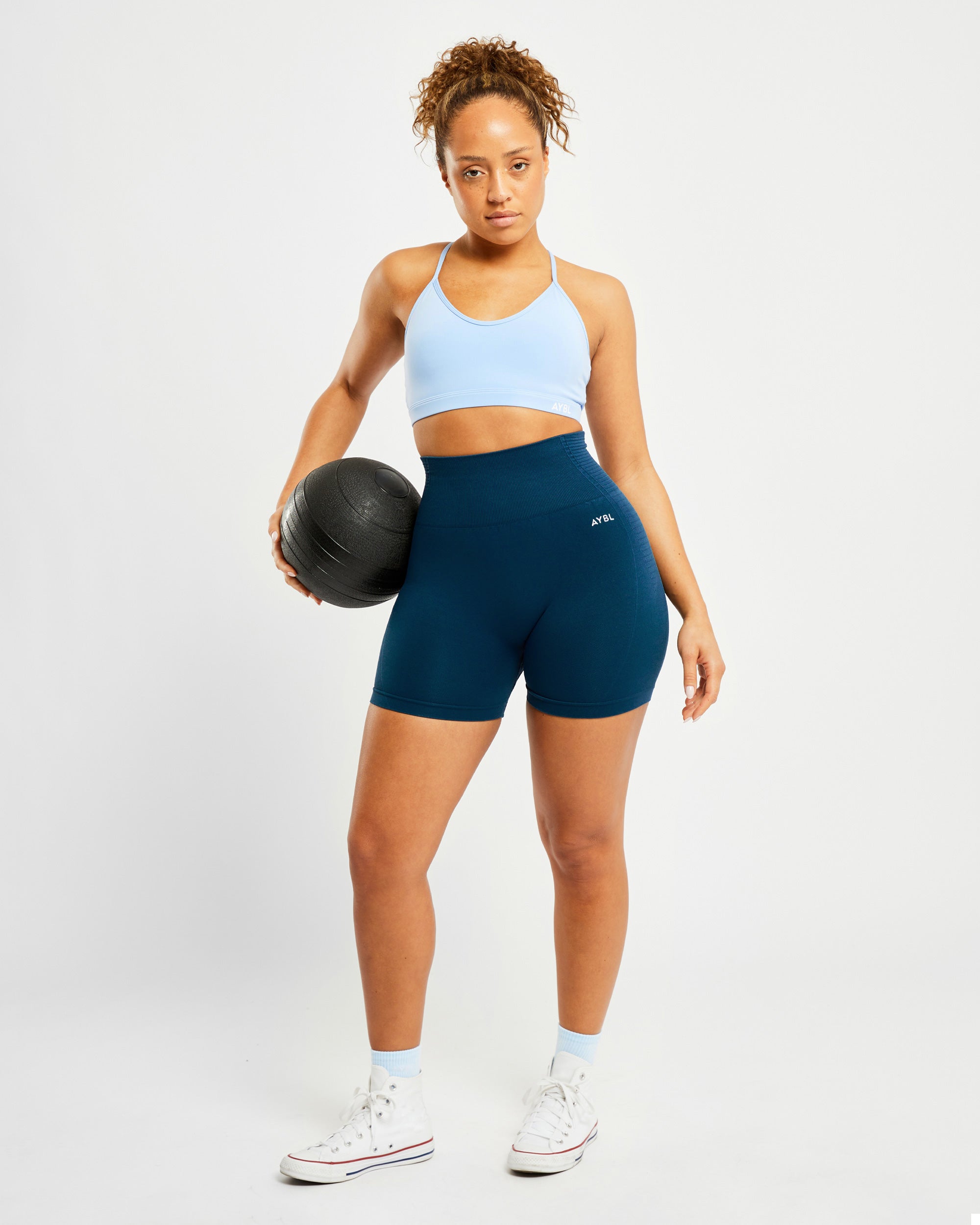 Essential V Neck Sports Bra - Powder Bleu