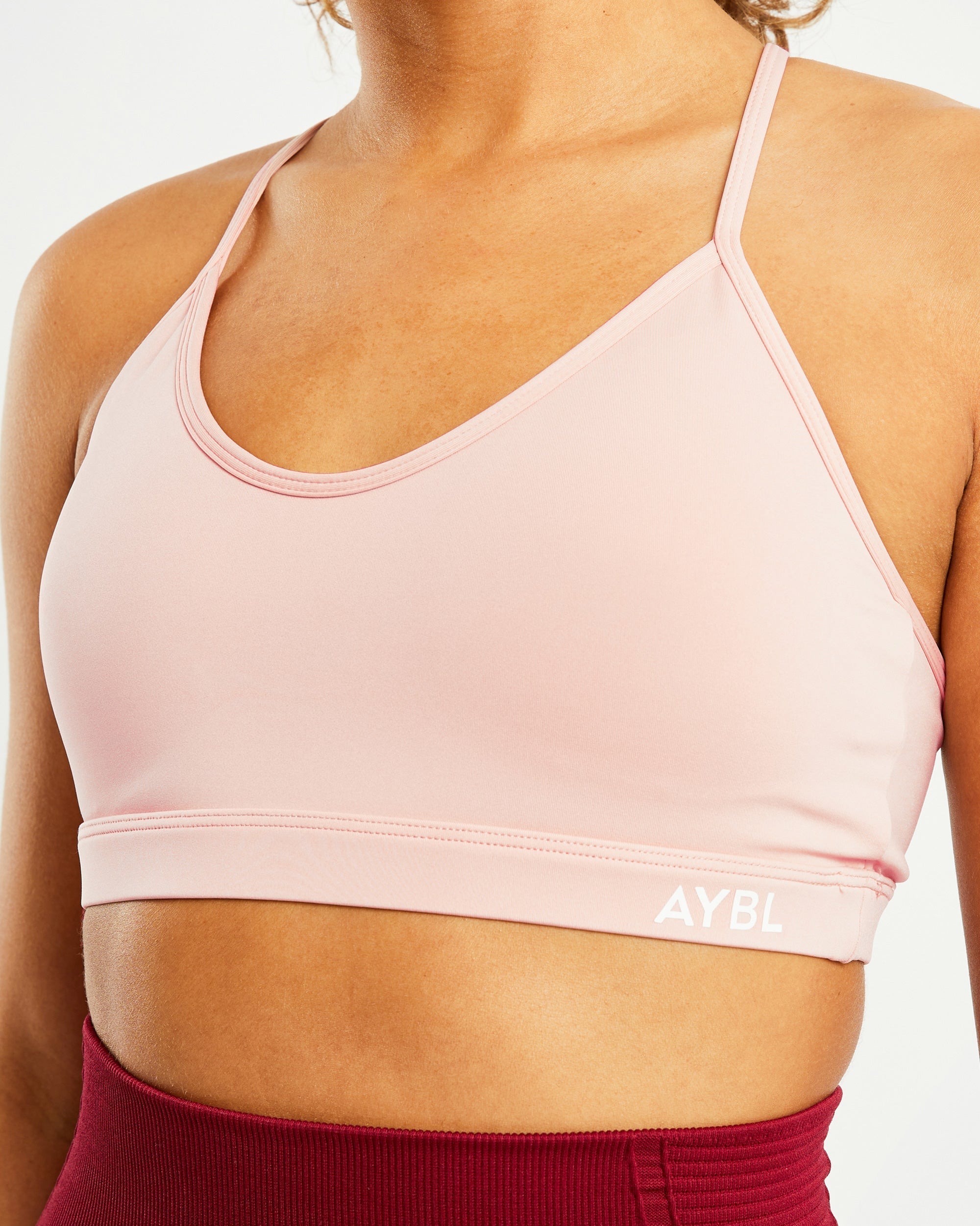 Essential V Neck Sports Bra - Dusty Rose