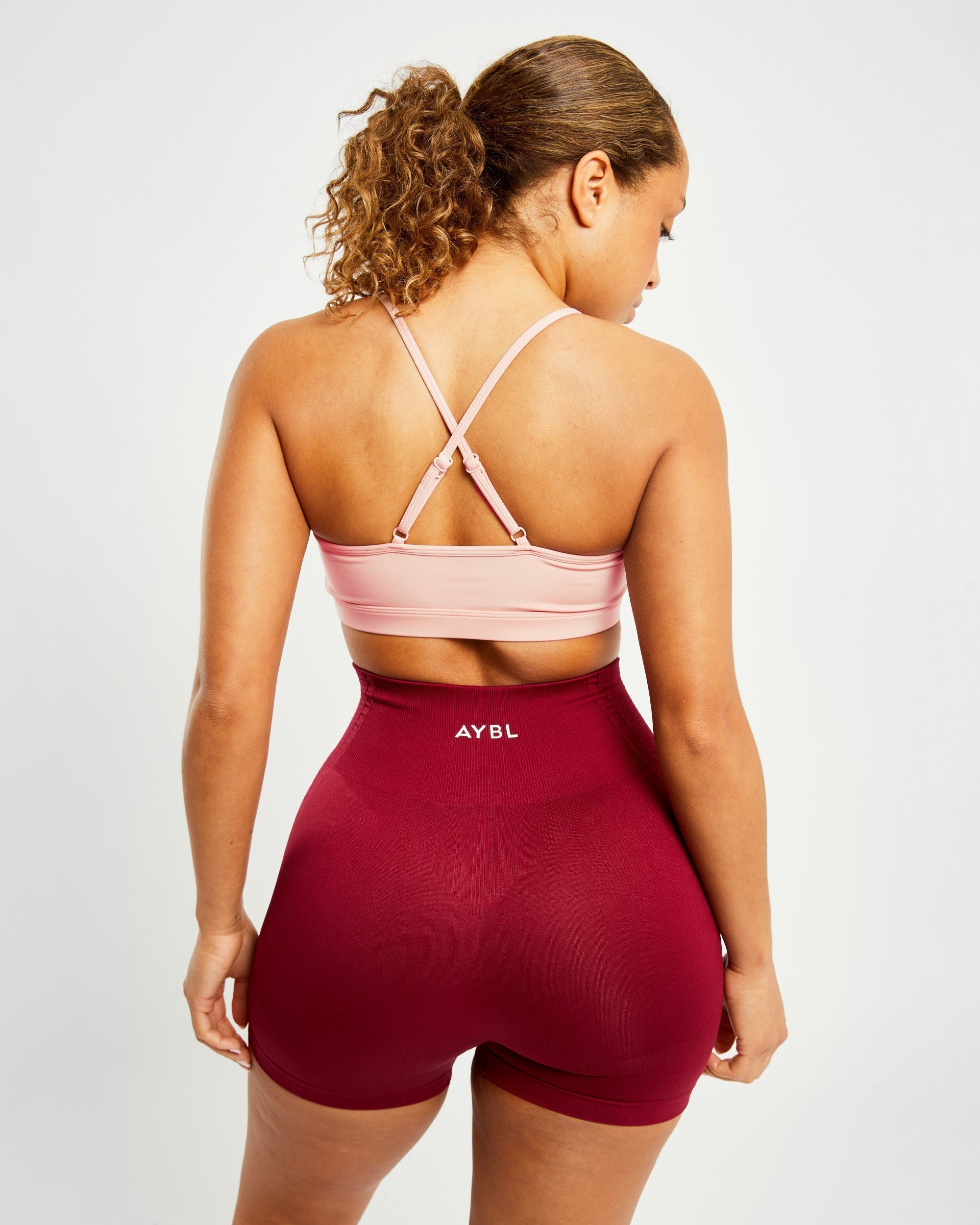 Essential V Neck Sports Bra - Dusty Rose