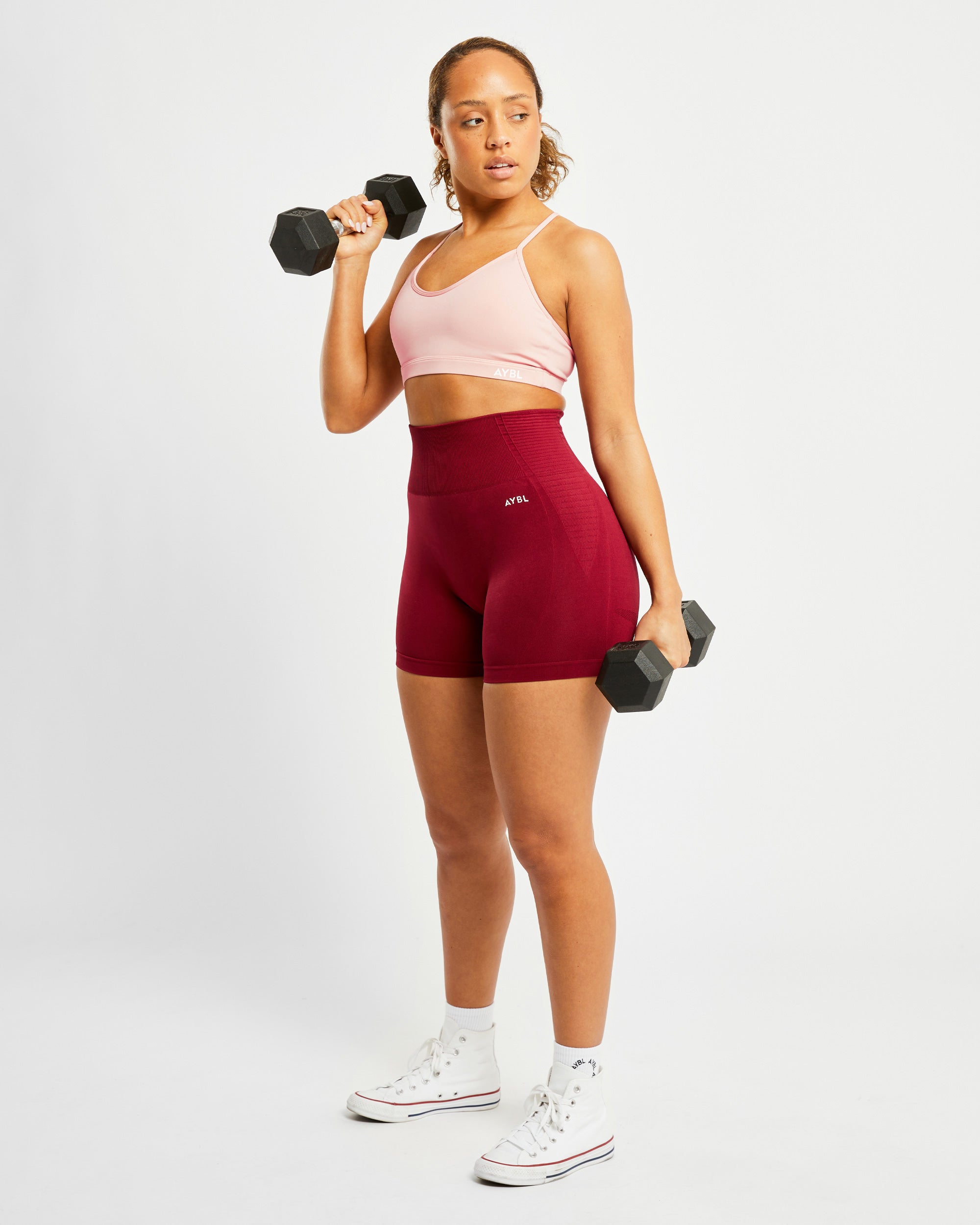 Essential V Neck Sports Bra - Dusty Rose