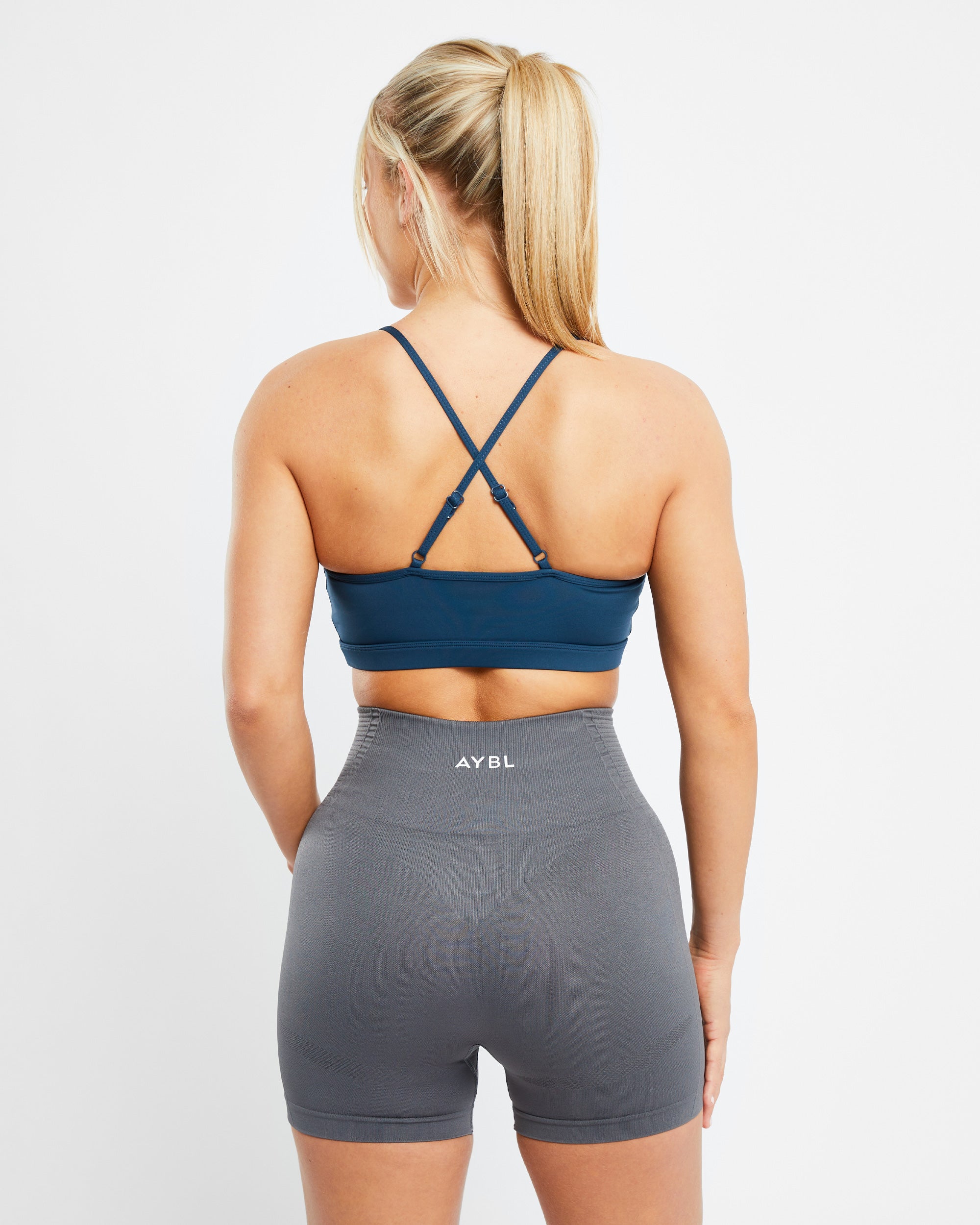 Essential V Neck Sports Bra - Marine Bleu