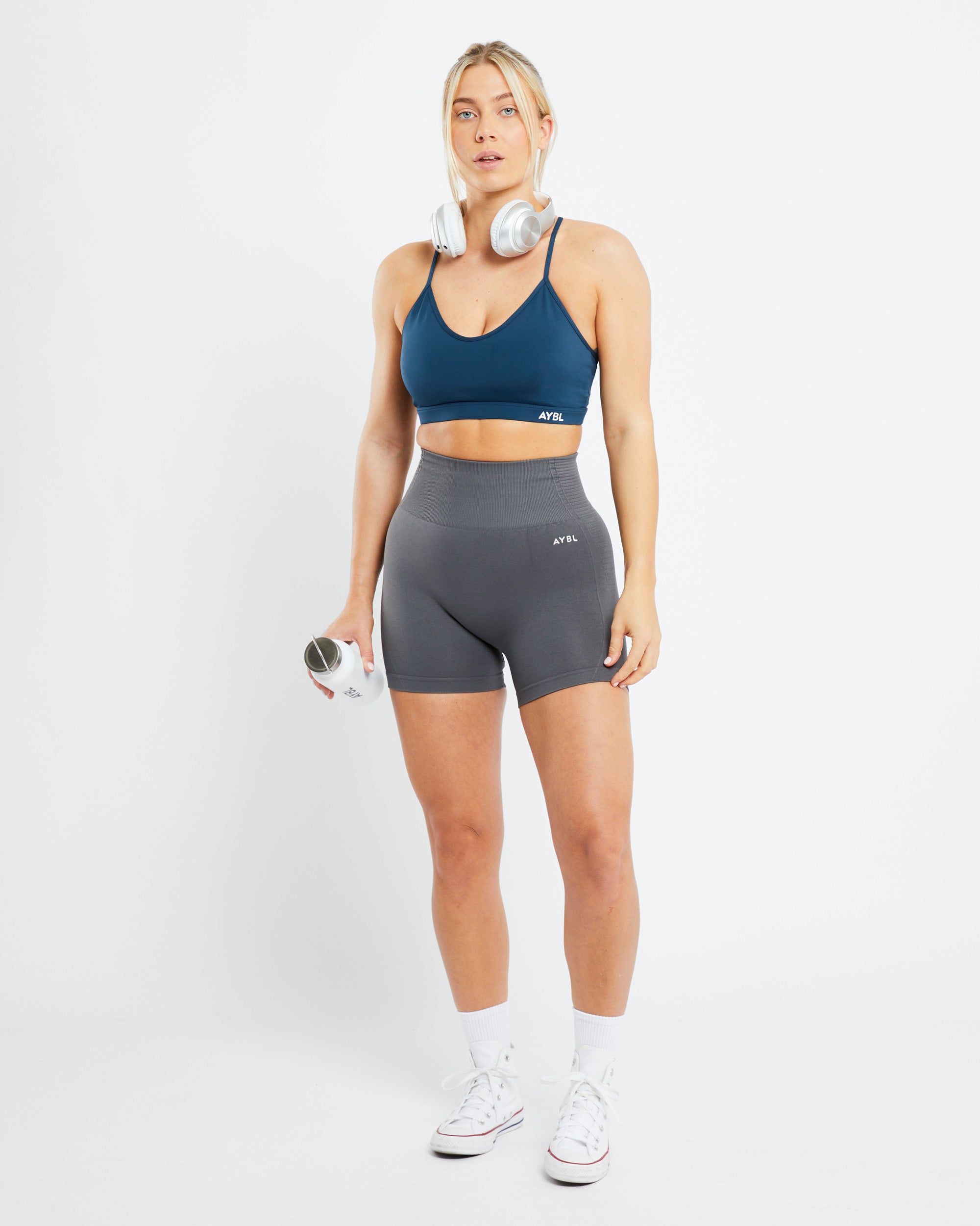 Essential V Neck Sports Bra - Marine Bleu