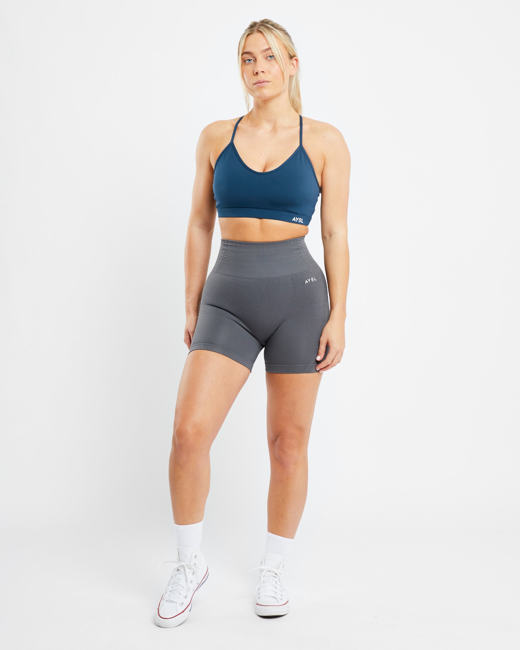 Essential V Neck Sports Bra - Marine Bleu