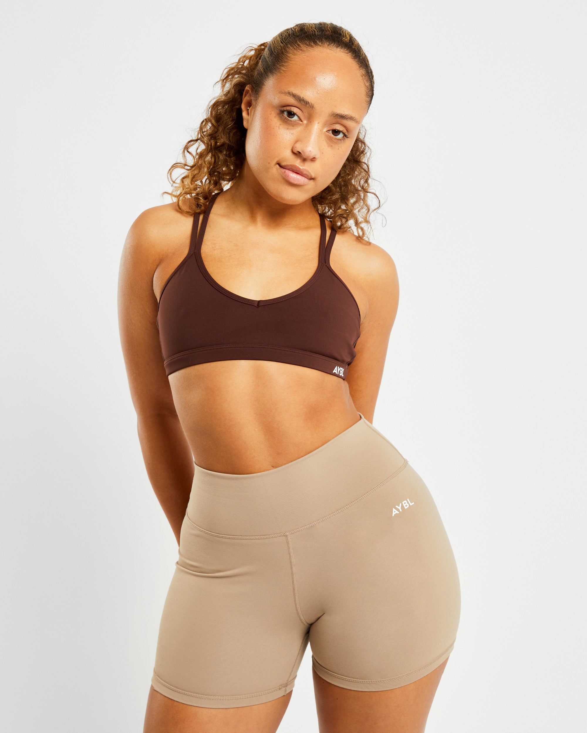 Essential Strappy Sports Bra - Chocolate Marron