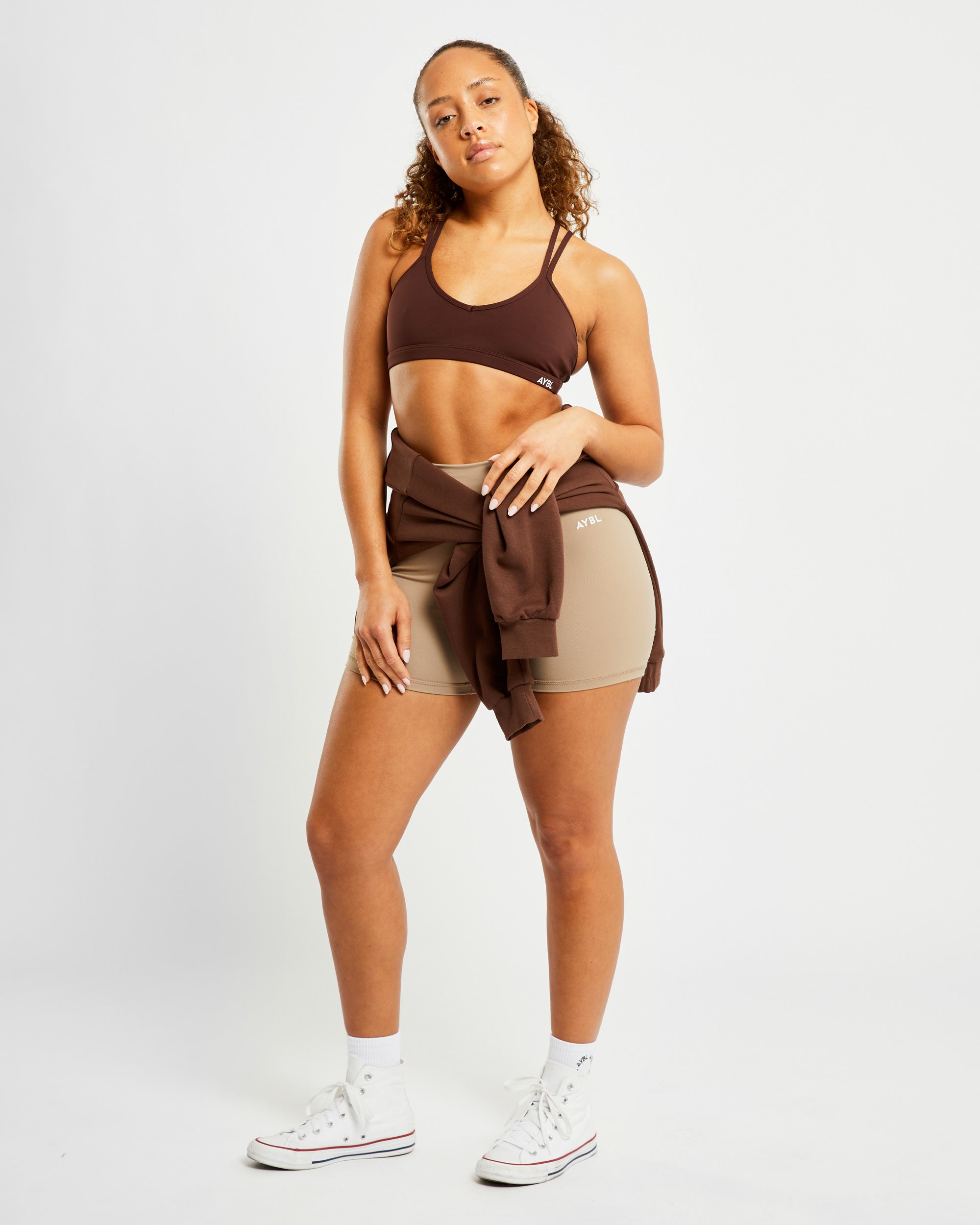 Essential Strappy Sports Bra - Chocolate Marron