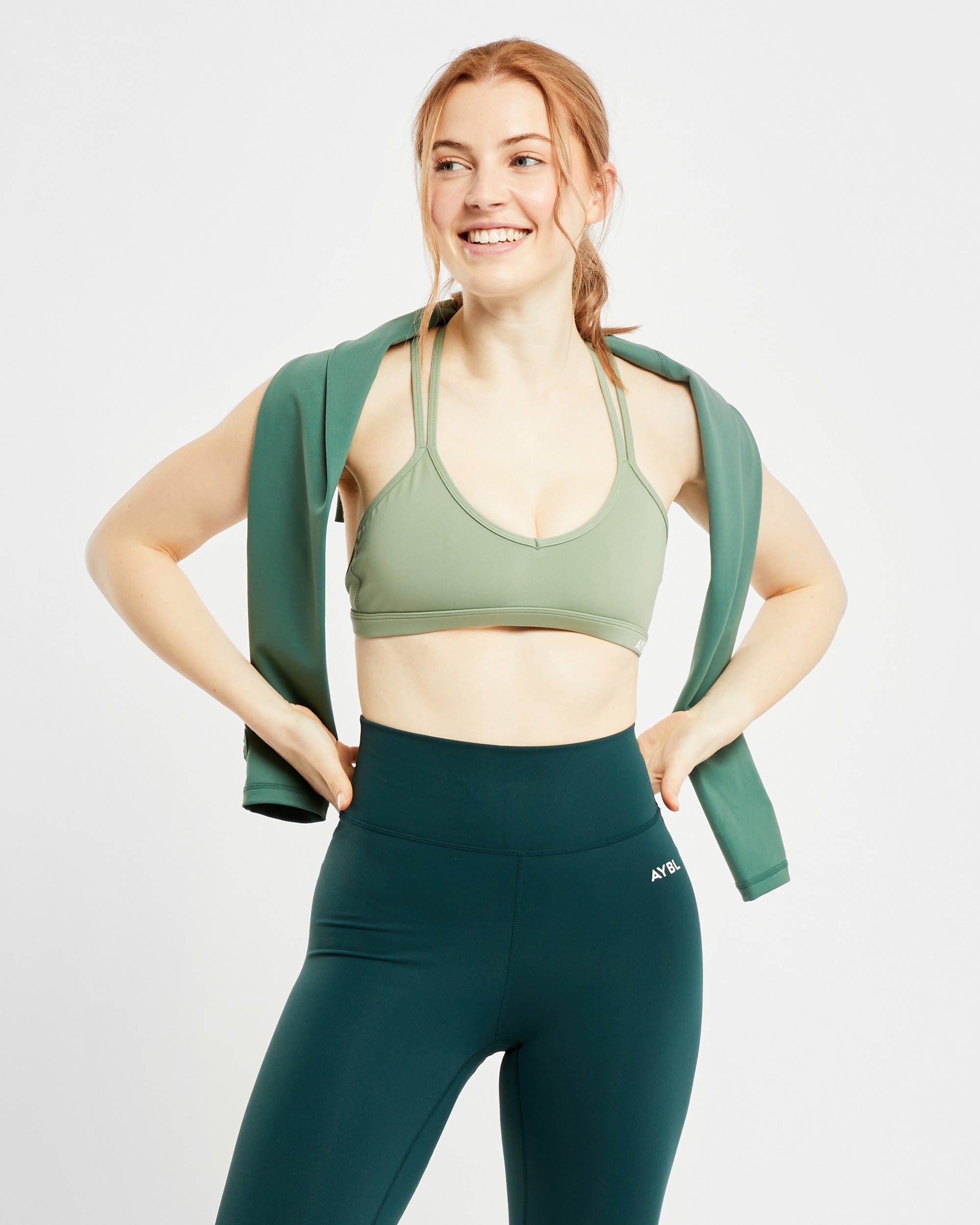 Essential Strappy Sports Bra - Olive Vert