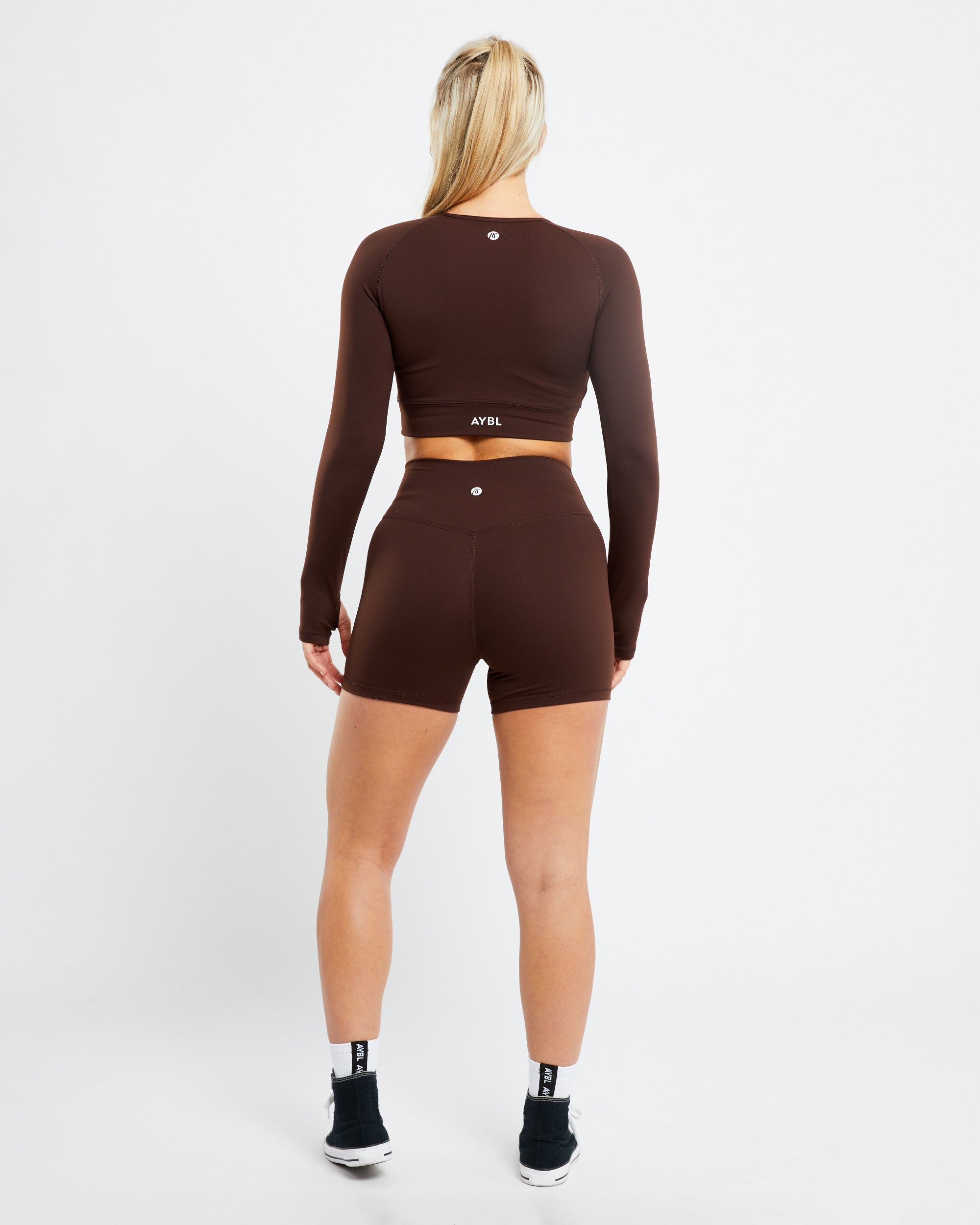 Core Long Sleeve Crop Top - Chocolate Marron