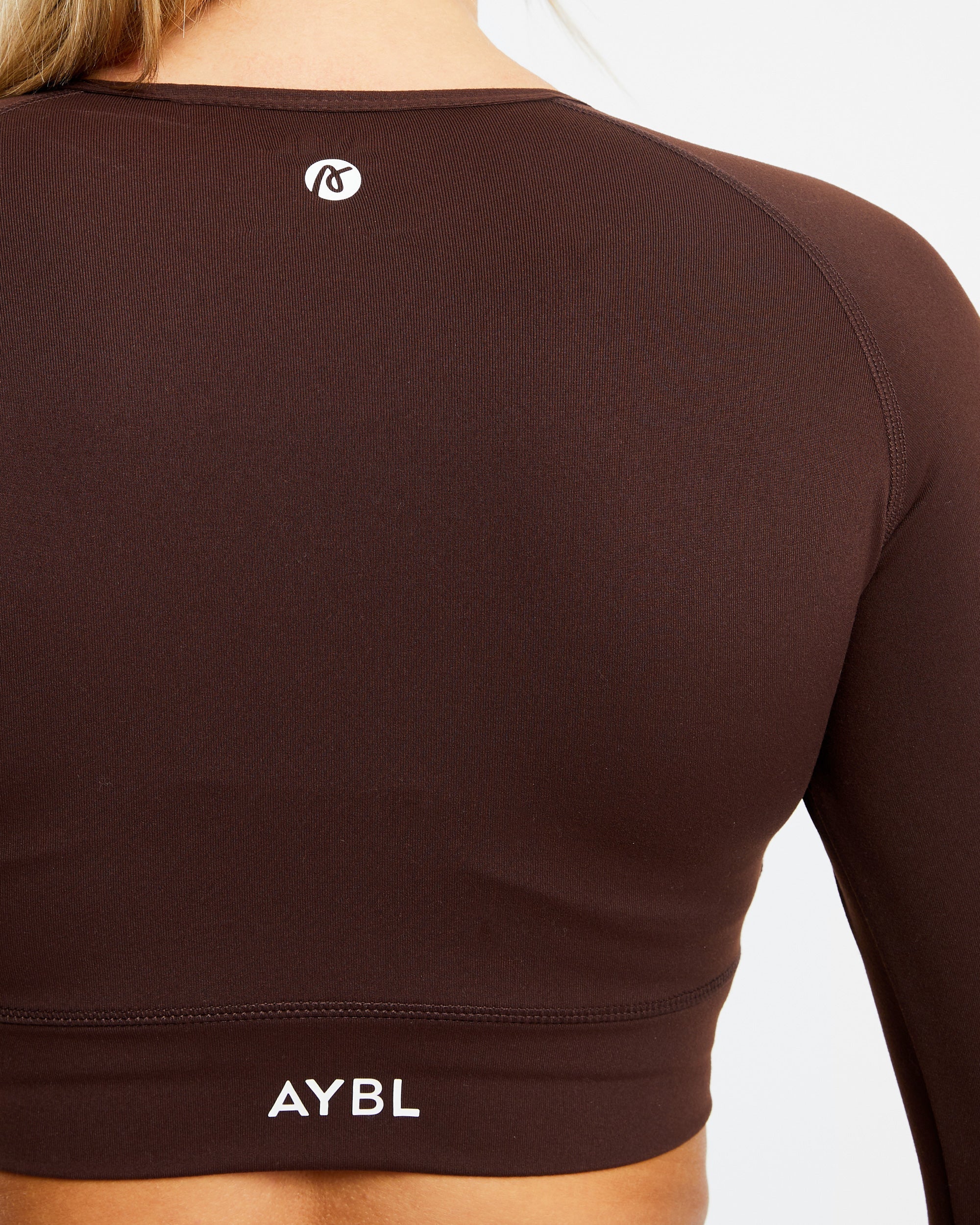 Core Long Sleeve Crop Top - Chocolate Marron