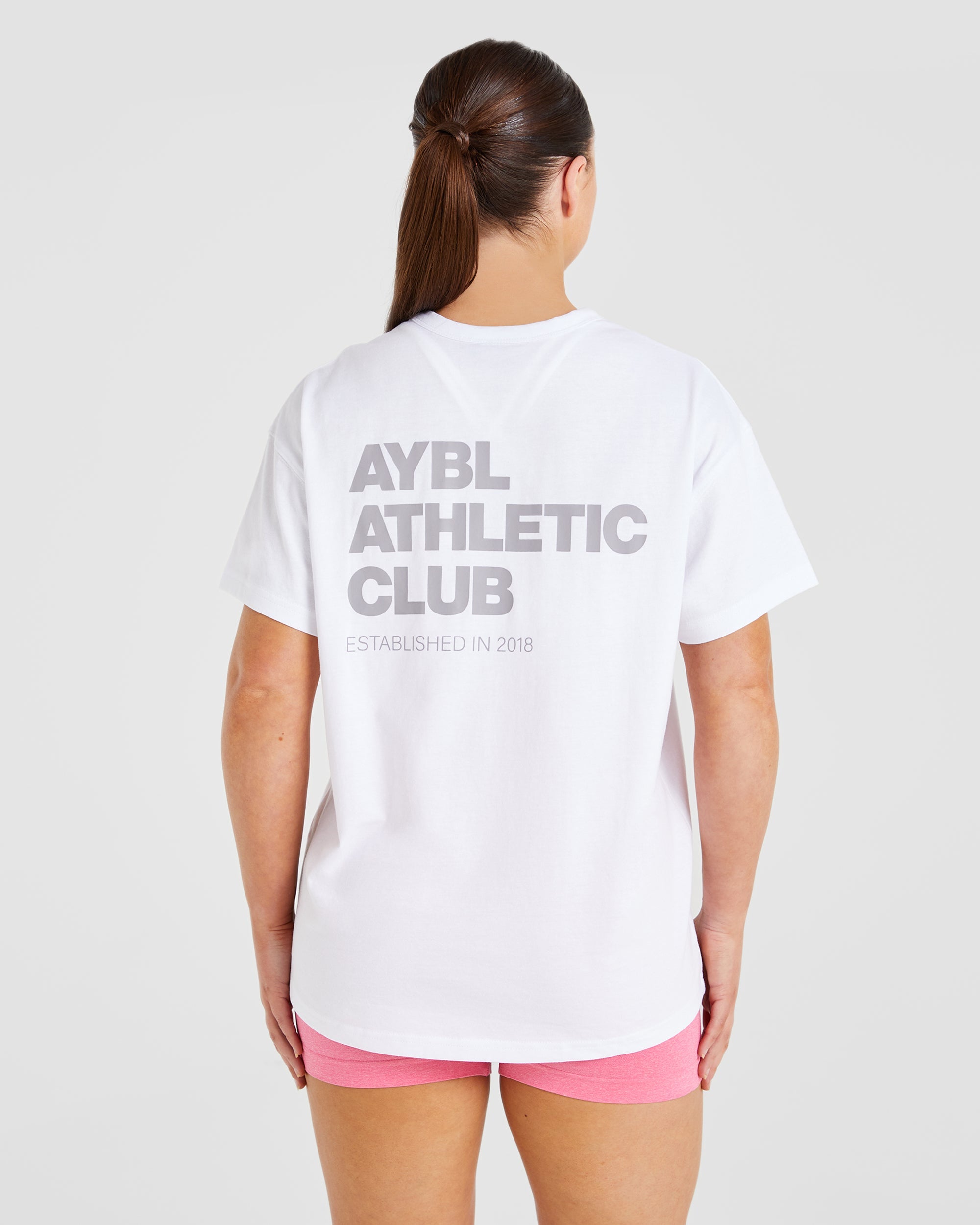 Athletics Club Oversized T Shirt - Blanc/Gris