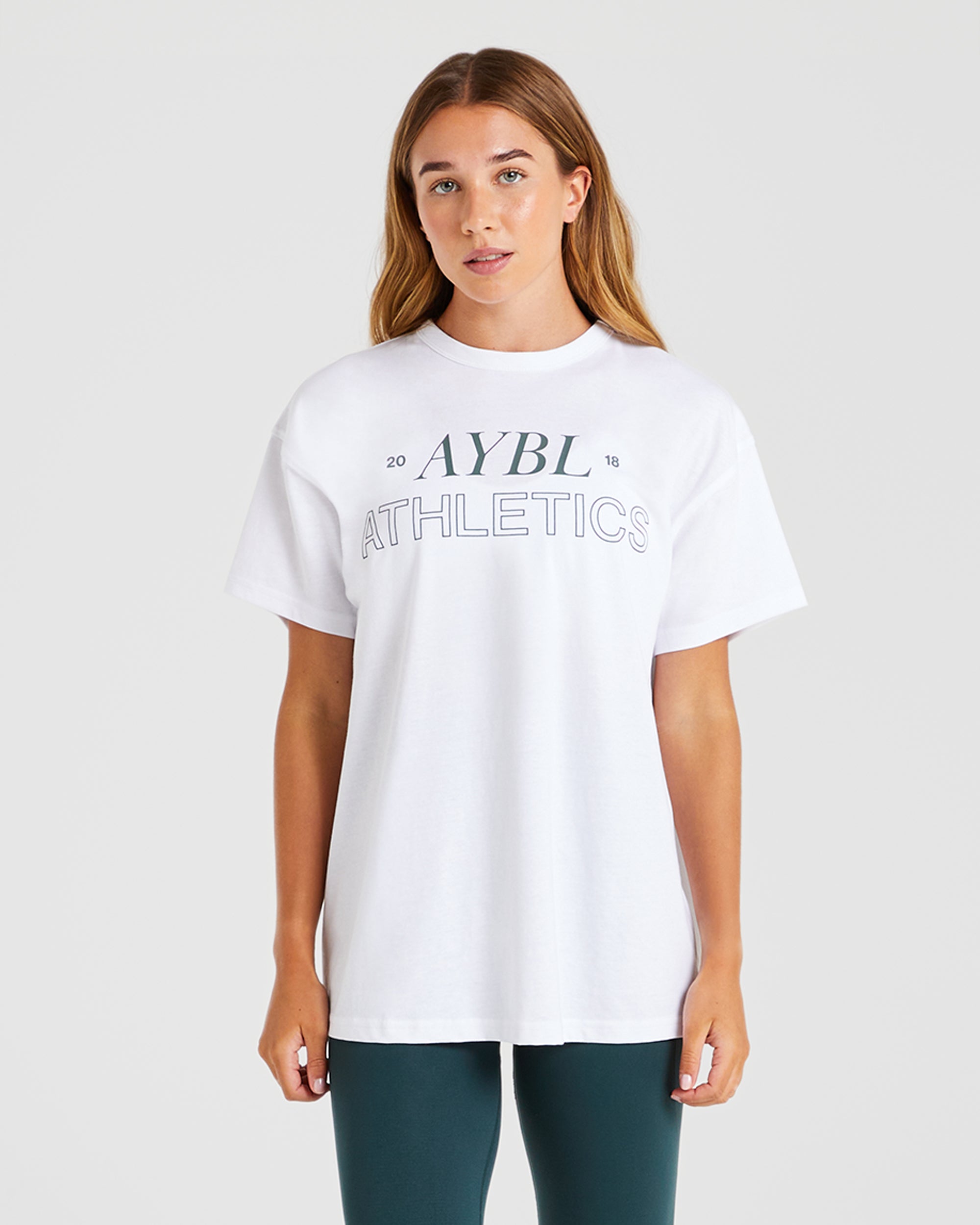 Athletics 18 Oversized T Shirt - Blanc/Vert foncé