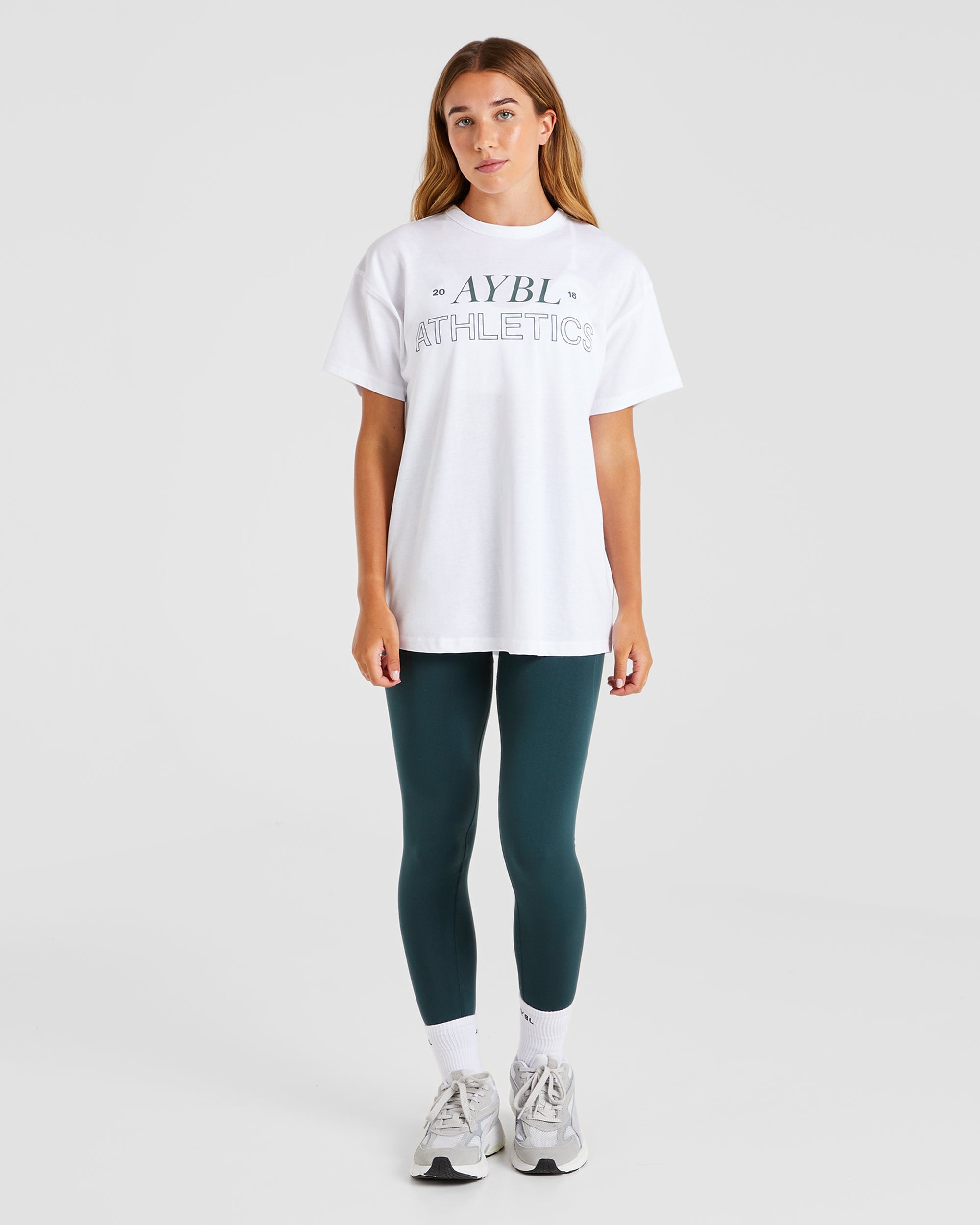 Athletics 18 Oversized T Shirt - Blanc/Vert foncé