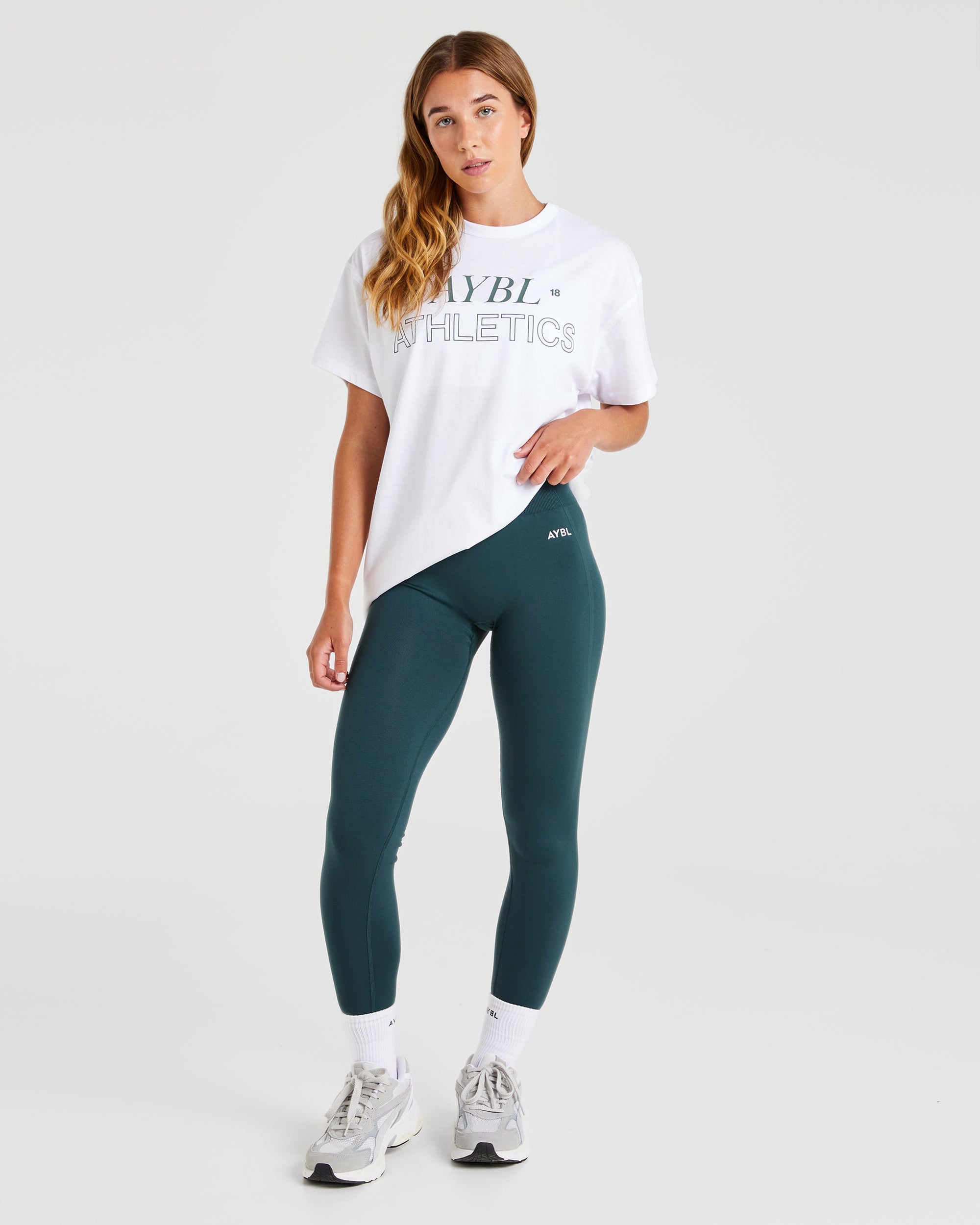 Athletics 18 Oversized T Shirt - Blanc/Vert foncé