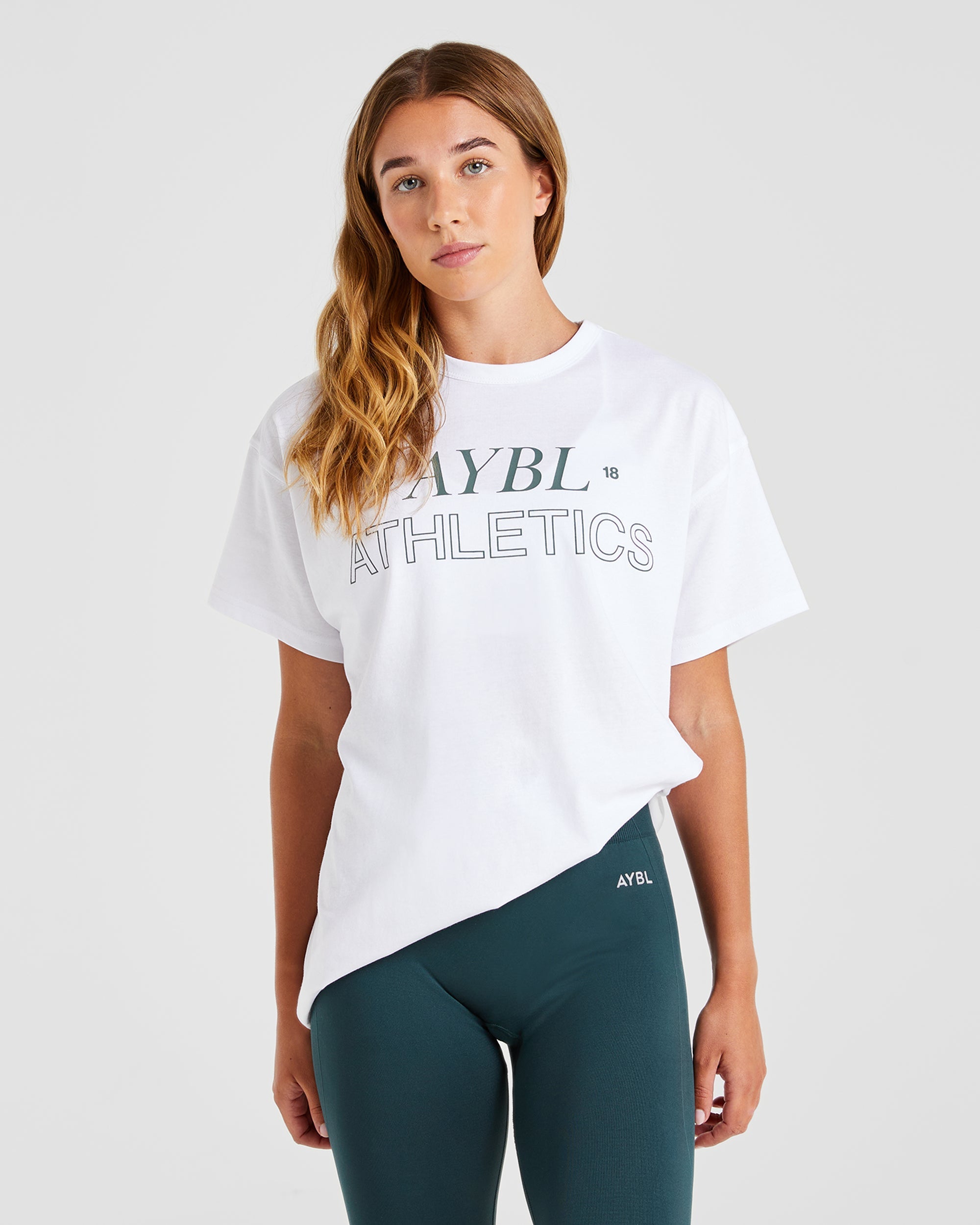 Athletics 18 Oversized T Shirt - Blanc/Vert foncé