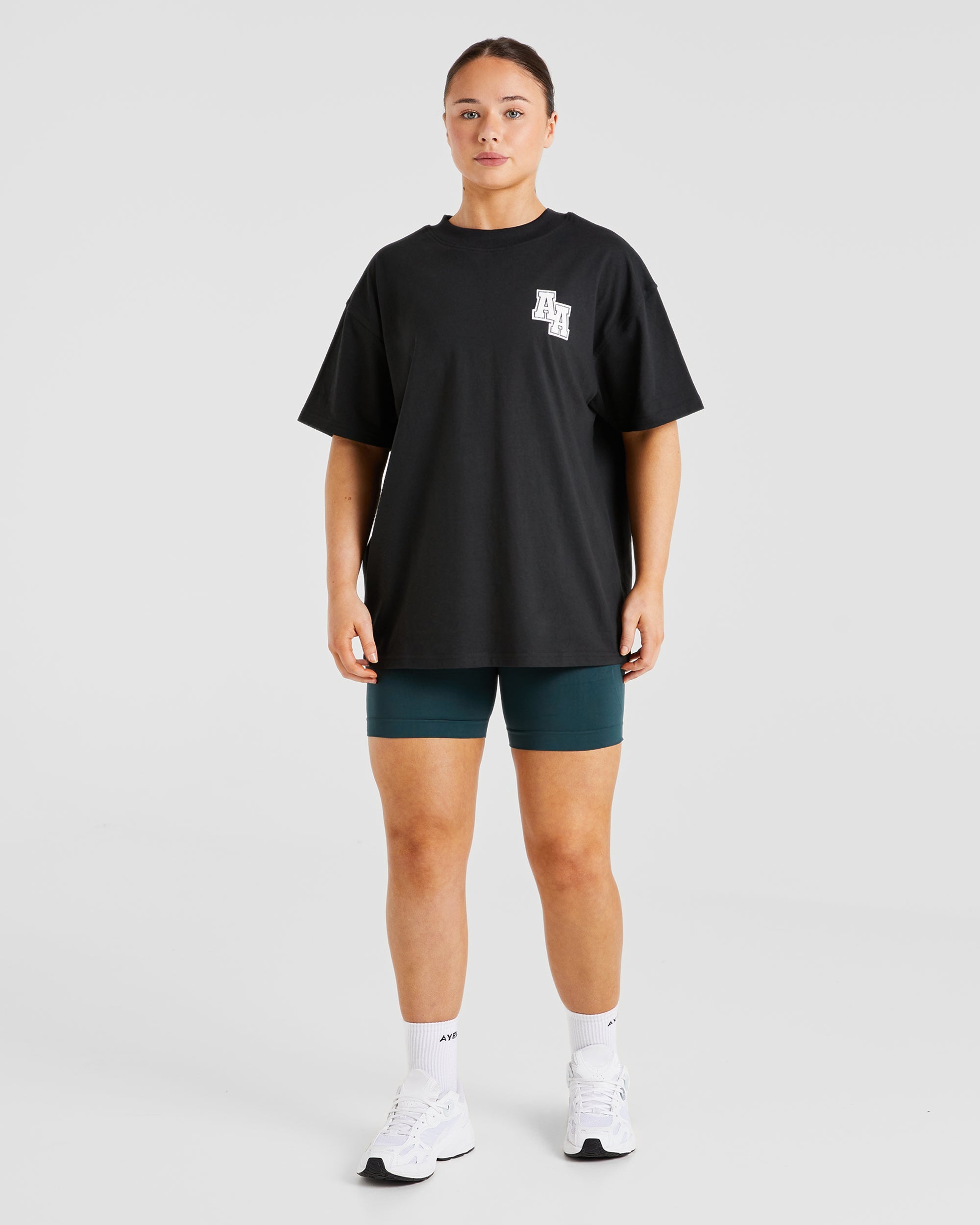 Athletics Slogan Oversized T Shirt - Noir