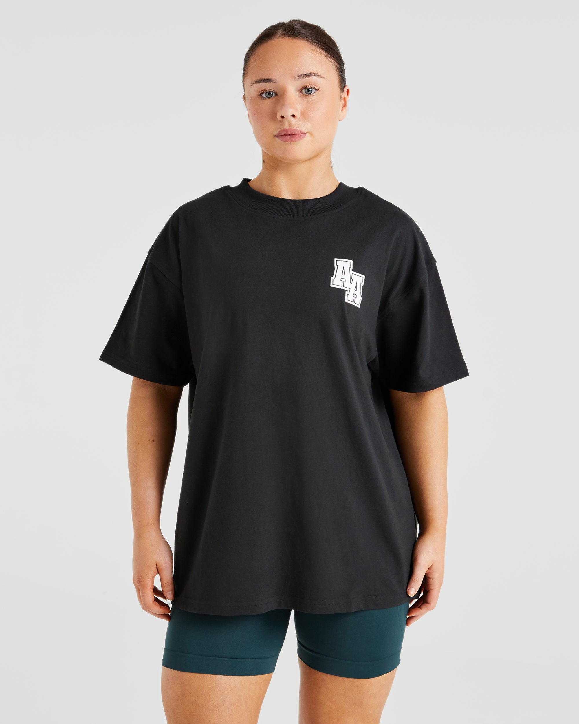 Athletics Slogan Oversized T Shirt - Noir