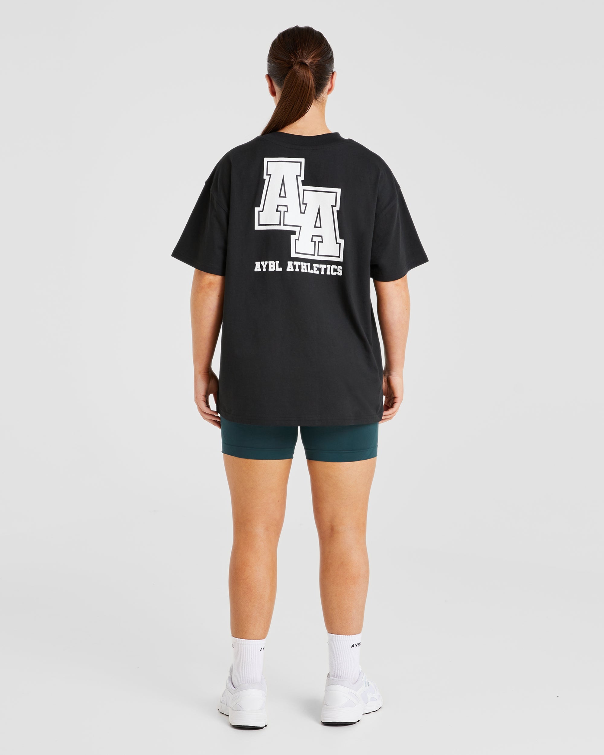 Athletics Slogan Oversized T Shirt - Noir