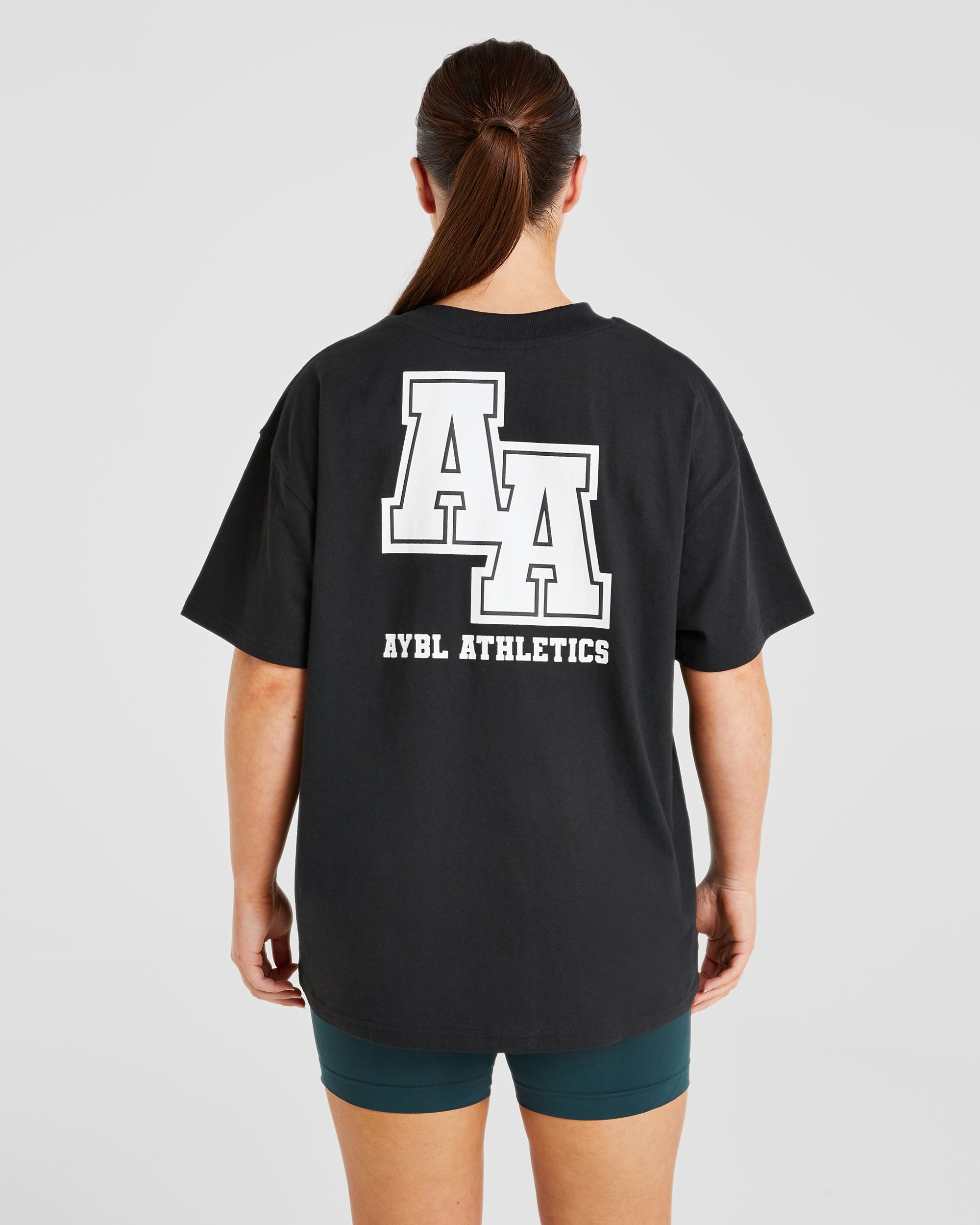 Athletics Slogan Oversized T Shirt - Noir