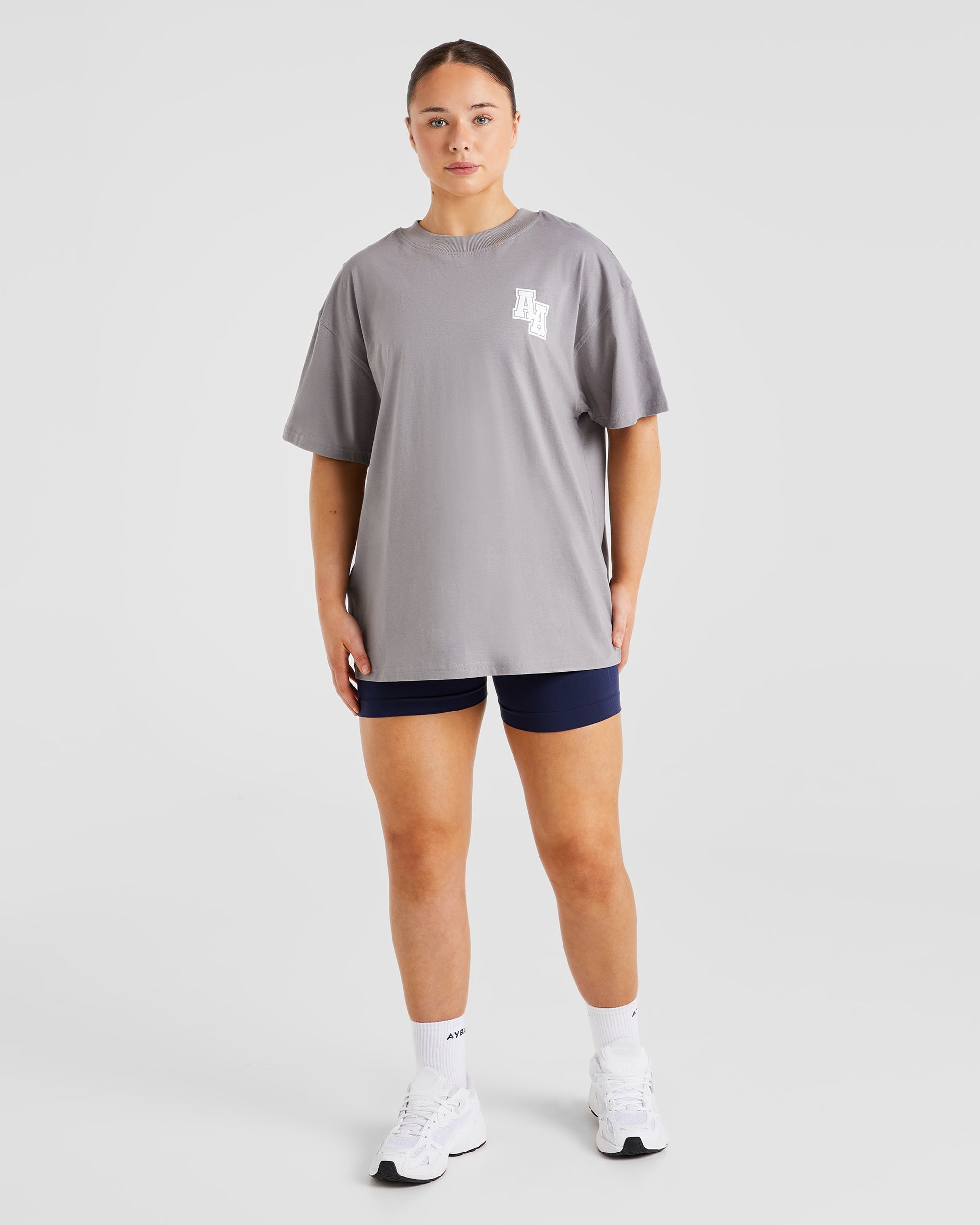 Athletics Slogan Oversized T Shirt - Gris