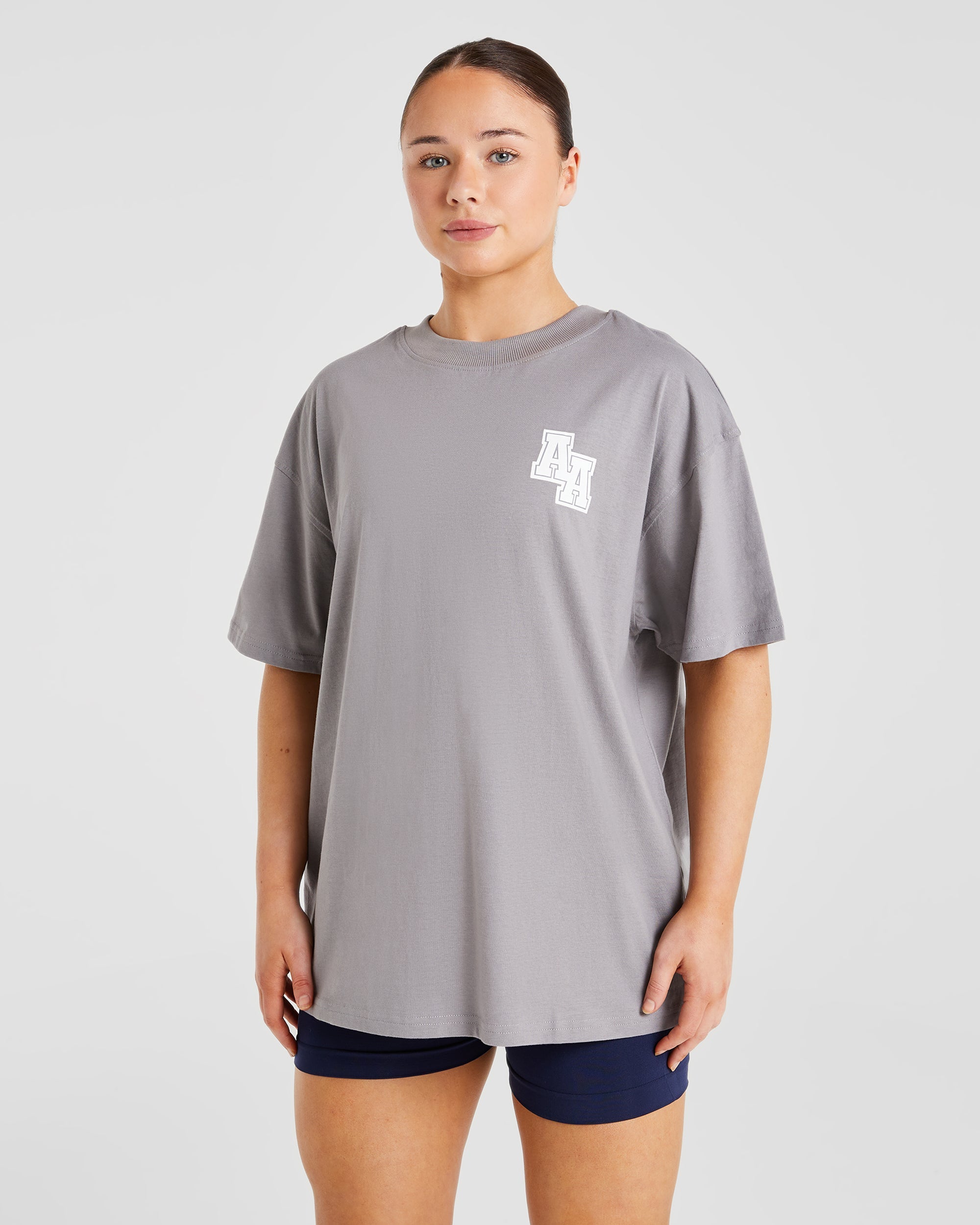 Athletics Slogan Oversized T Shirt - Gris