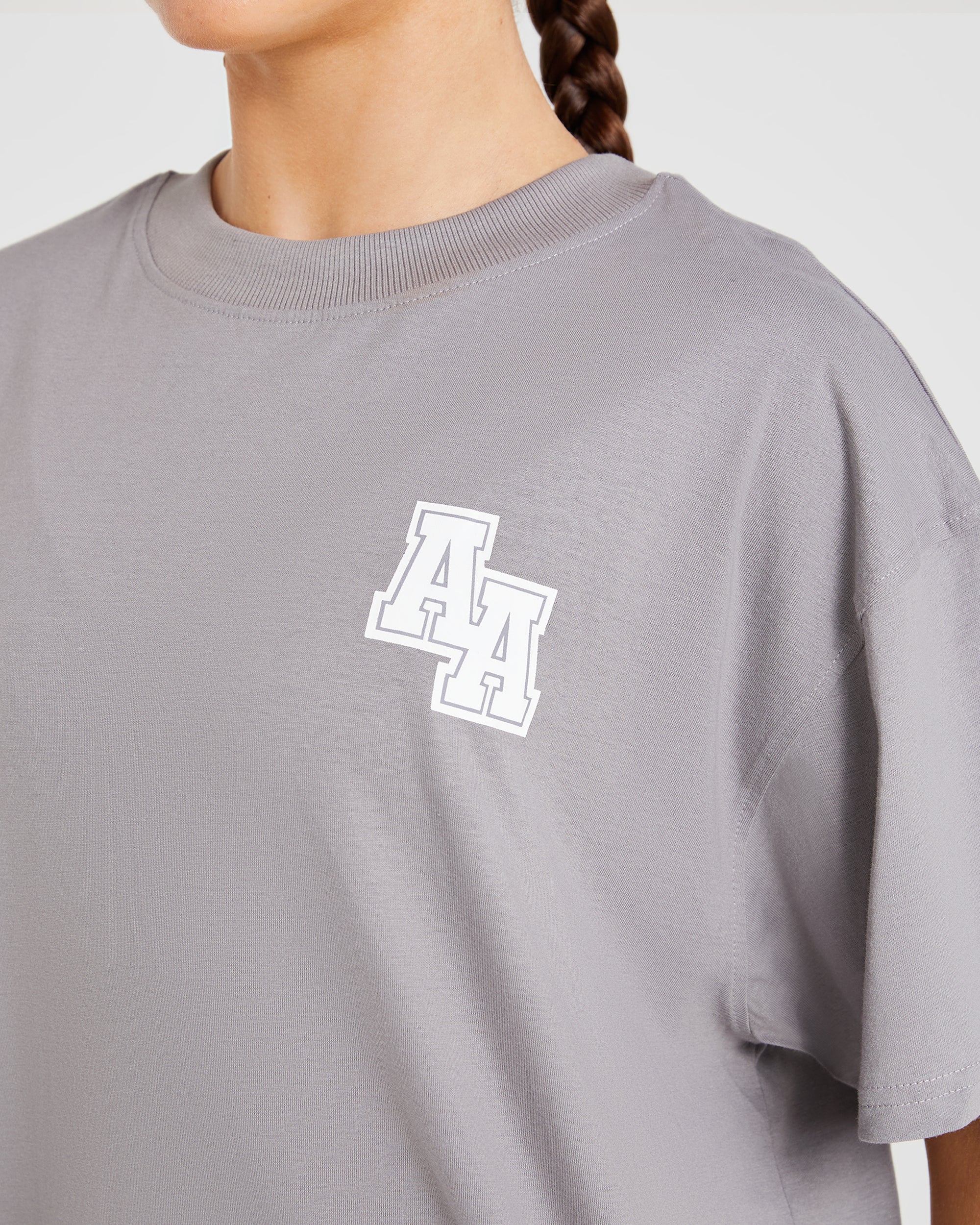 Athletics Slogan Oversized T Shirt - Gris