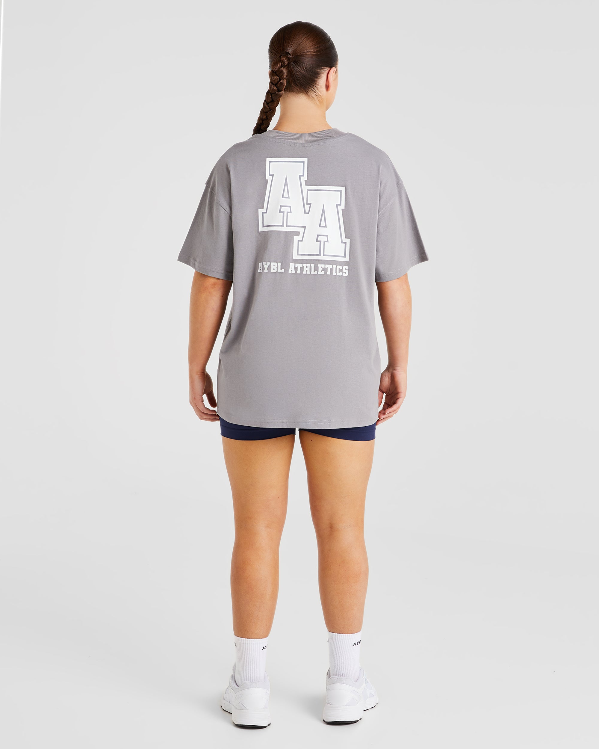 Athletics Slogan Oversized T Shirt - Gris