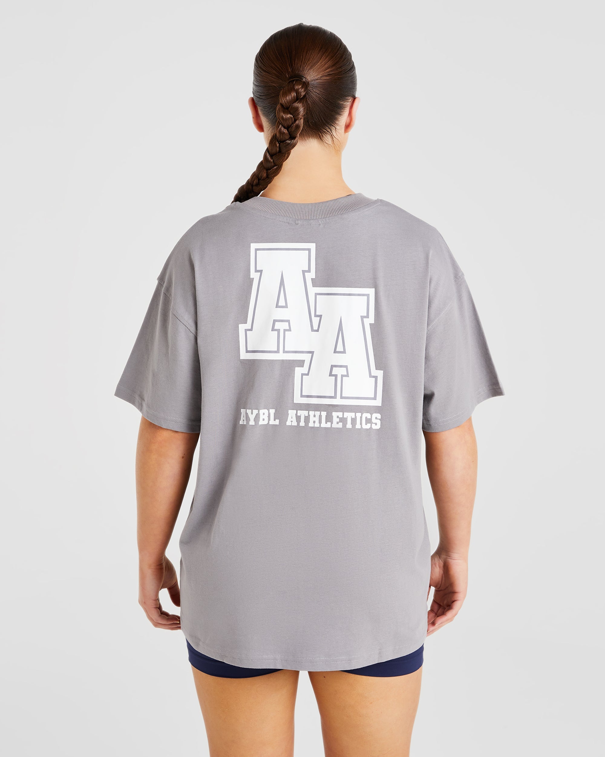 Athletics Slogan Oversized T Shirt - Gris