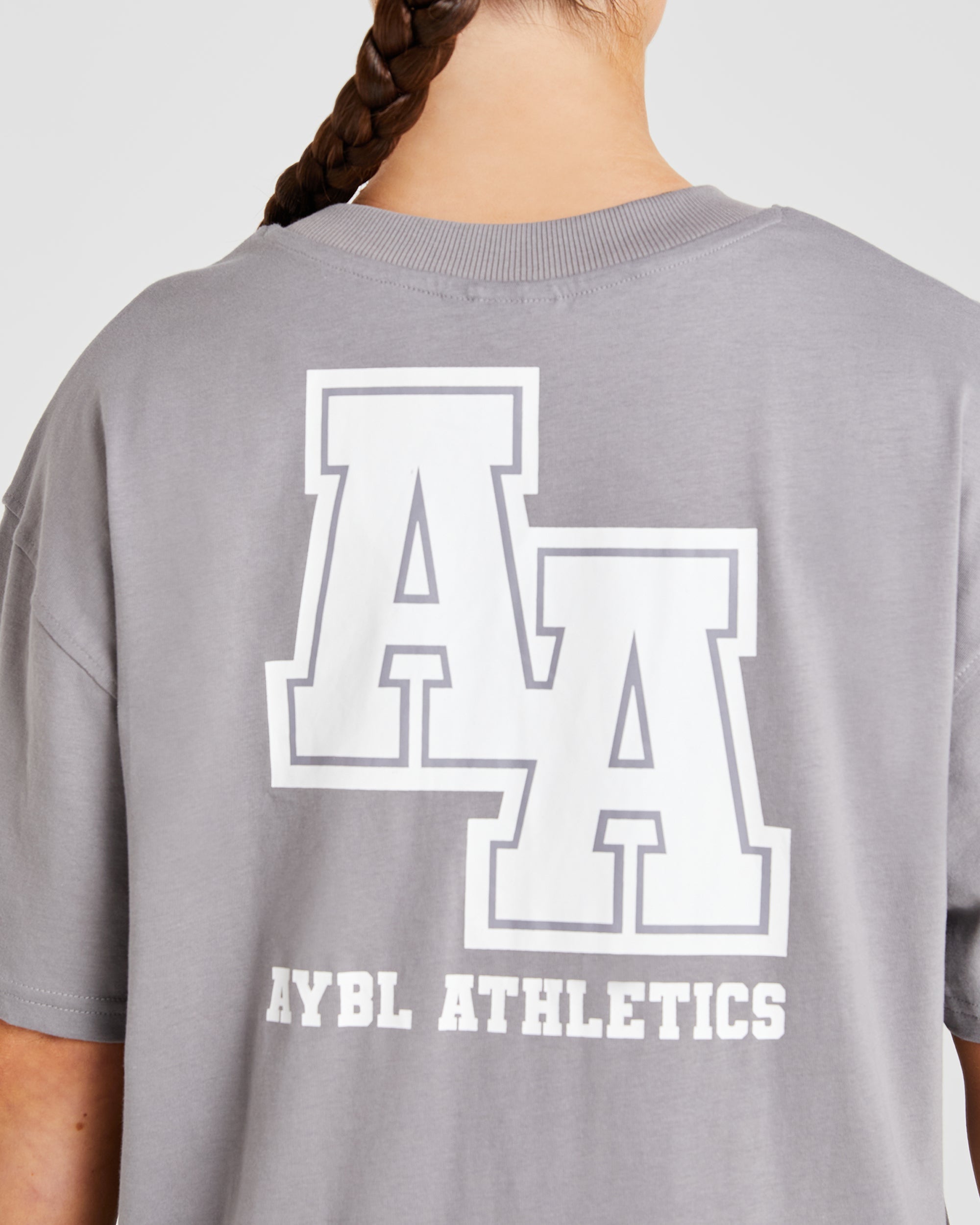 Athletics Slogan Oversized T Shirt - Gris