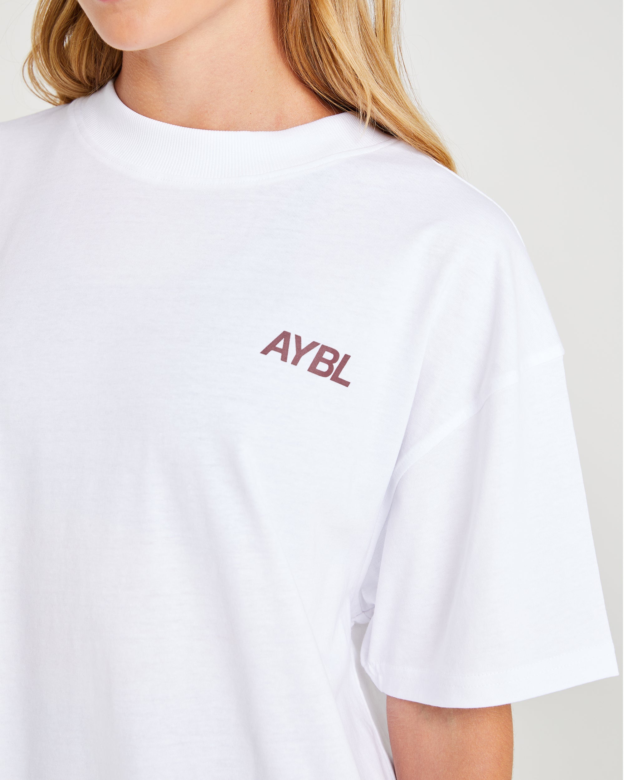 AYBL Sports Club Oversized T Shirt - Blanc/Bourgogne