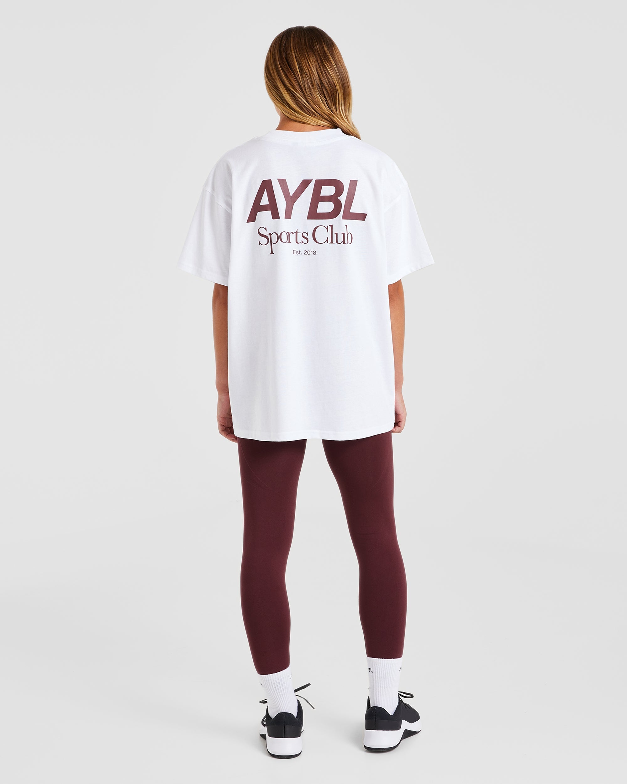 AYBL Sports Club Oversized T Shirt - Blanc/Bourgogne