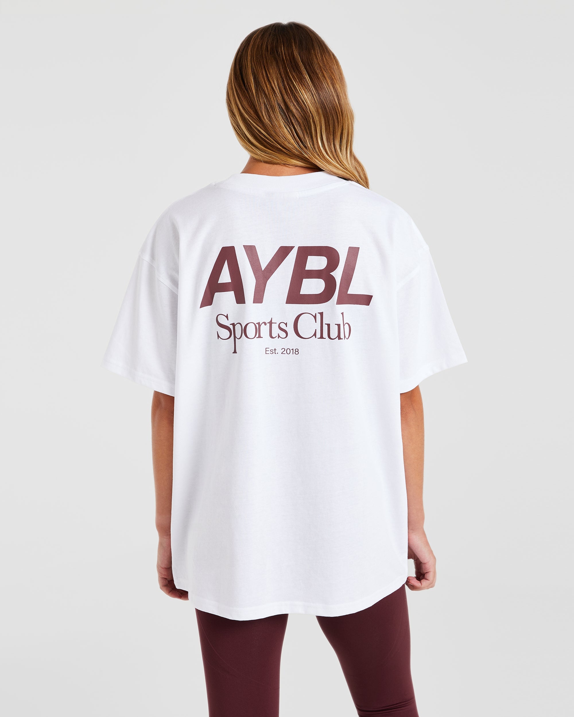 AYBL Sports Club Oversized T Shirt - Blanc/Bourgogne