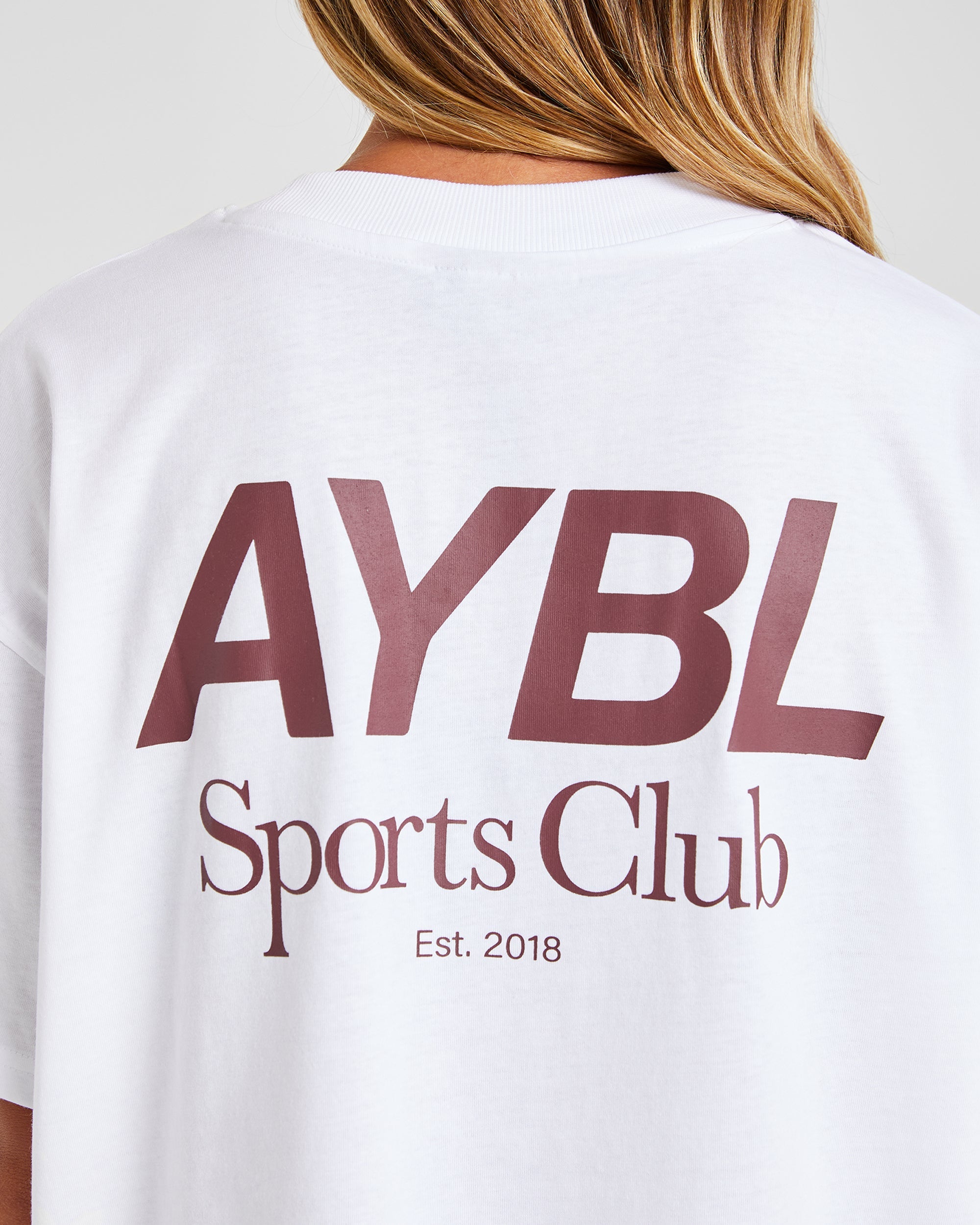 AYBL Sports Club Oversized T Shirt - Blanc/Bourgogne