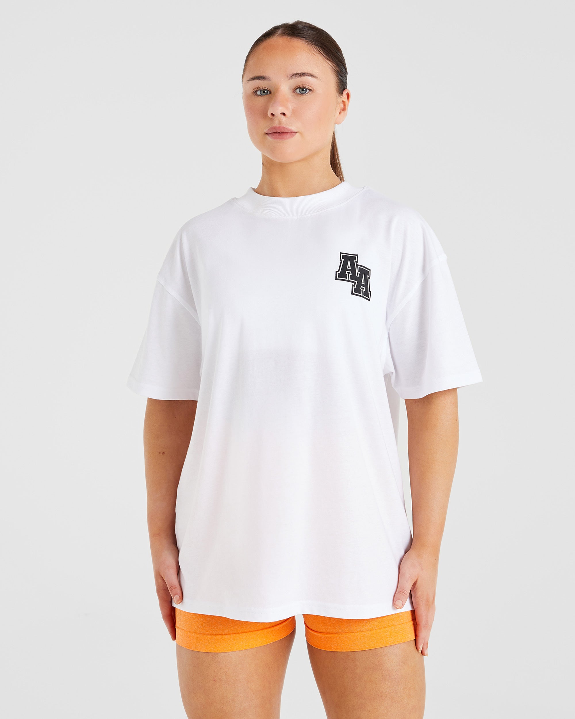 Athletics Slogan Oversized T Shirt - Blanc