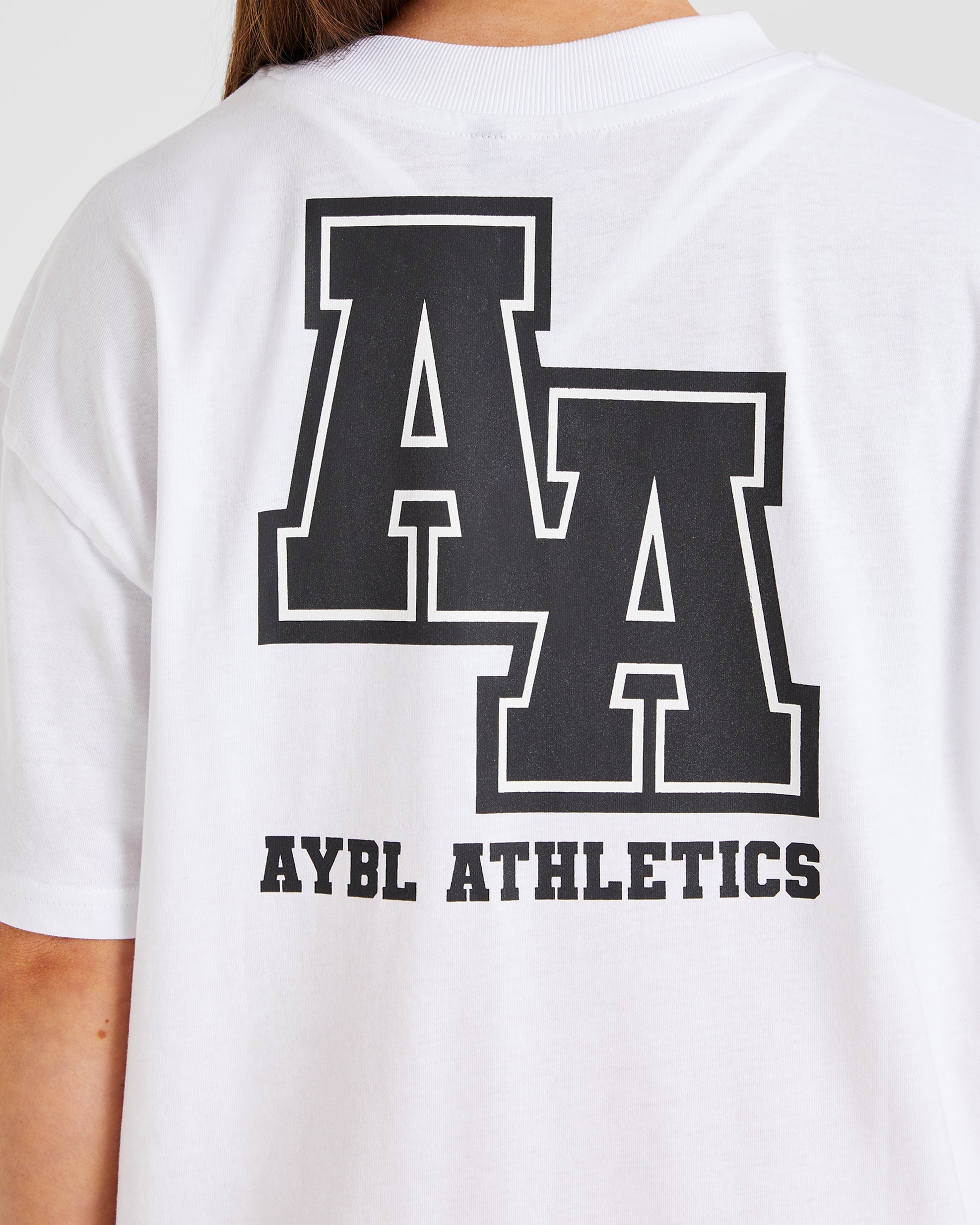 Athletics Slogan Oversized T Shirt - Blanc