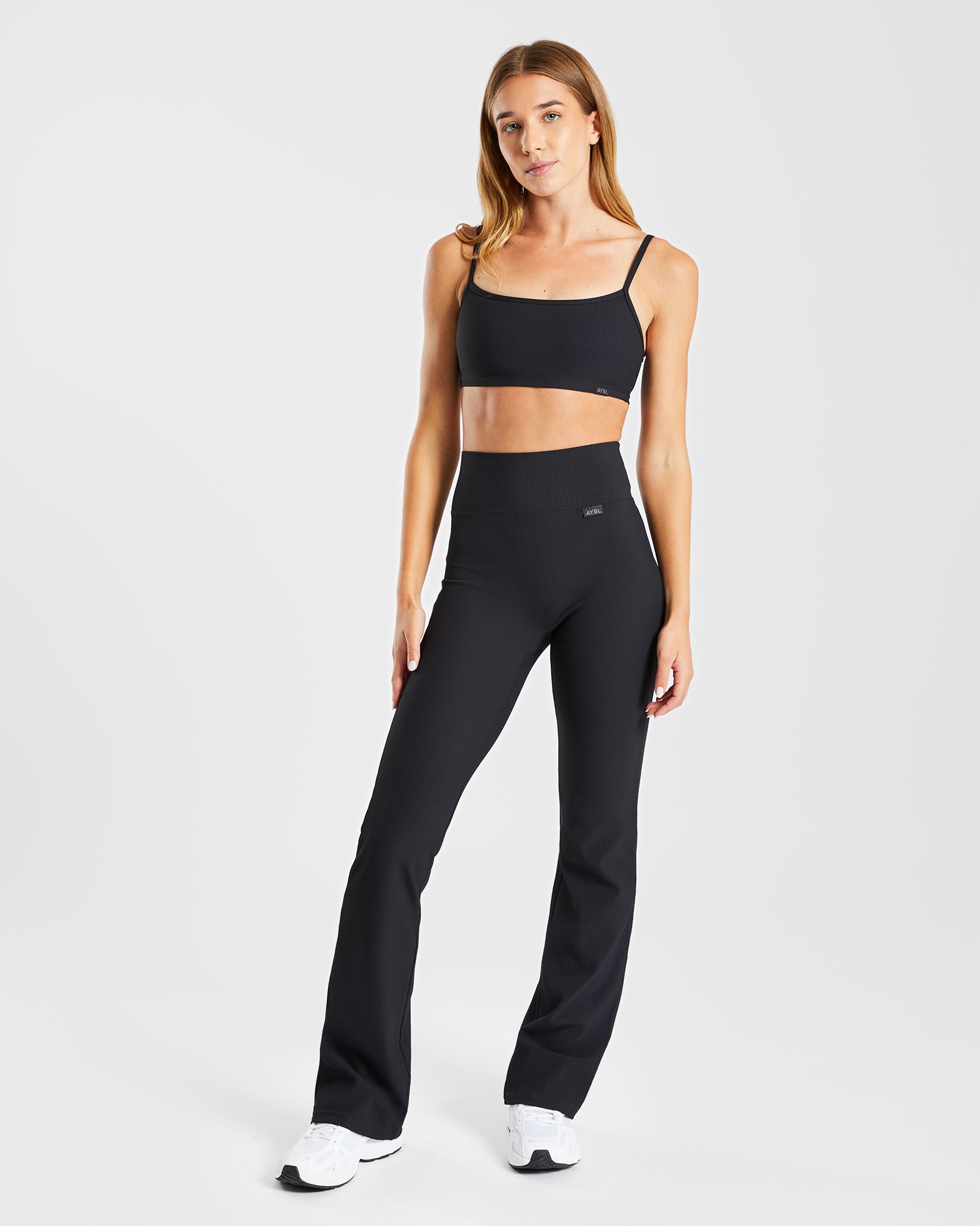 Sculpt Ribbed Flared Leggings - Noir