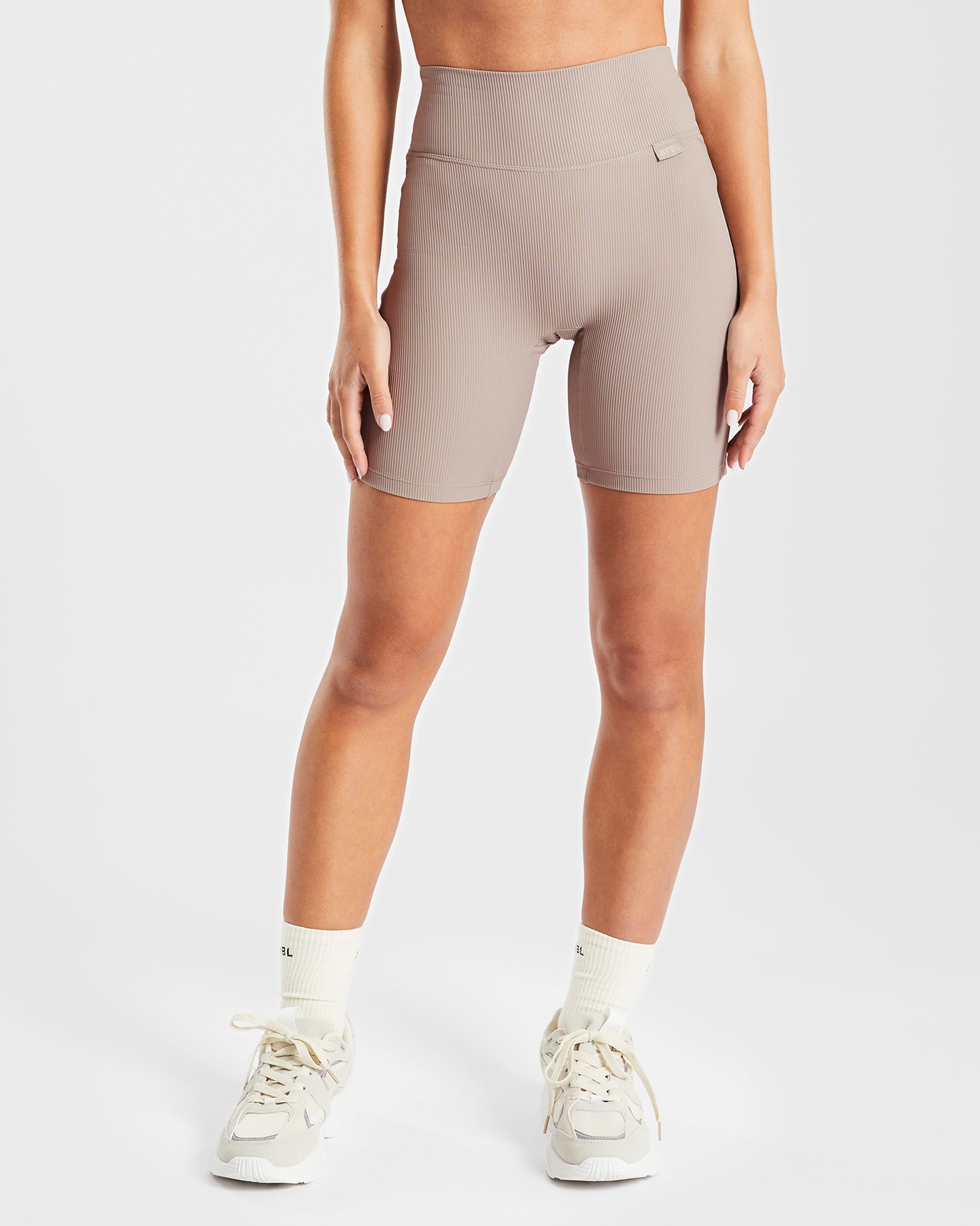 Sculpt Ribbed Cycling Shorts - Taupe