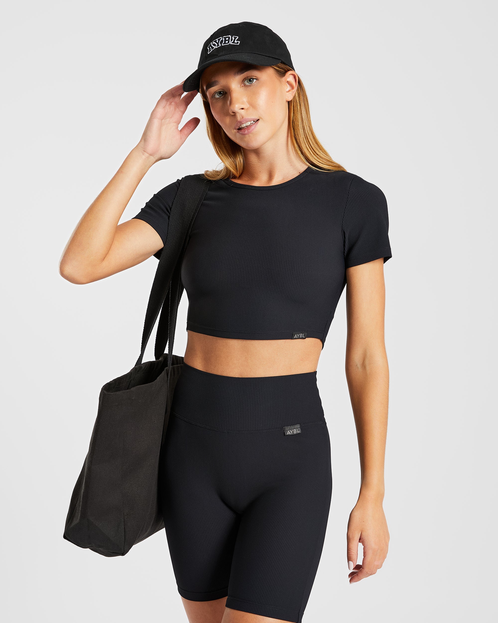 Sculpt Ribbed Crop Top - Noir