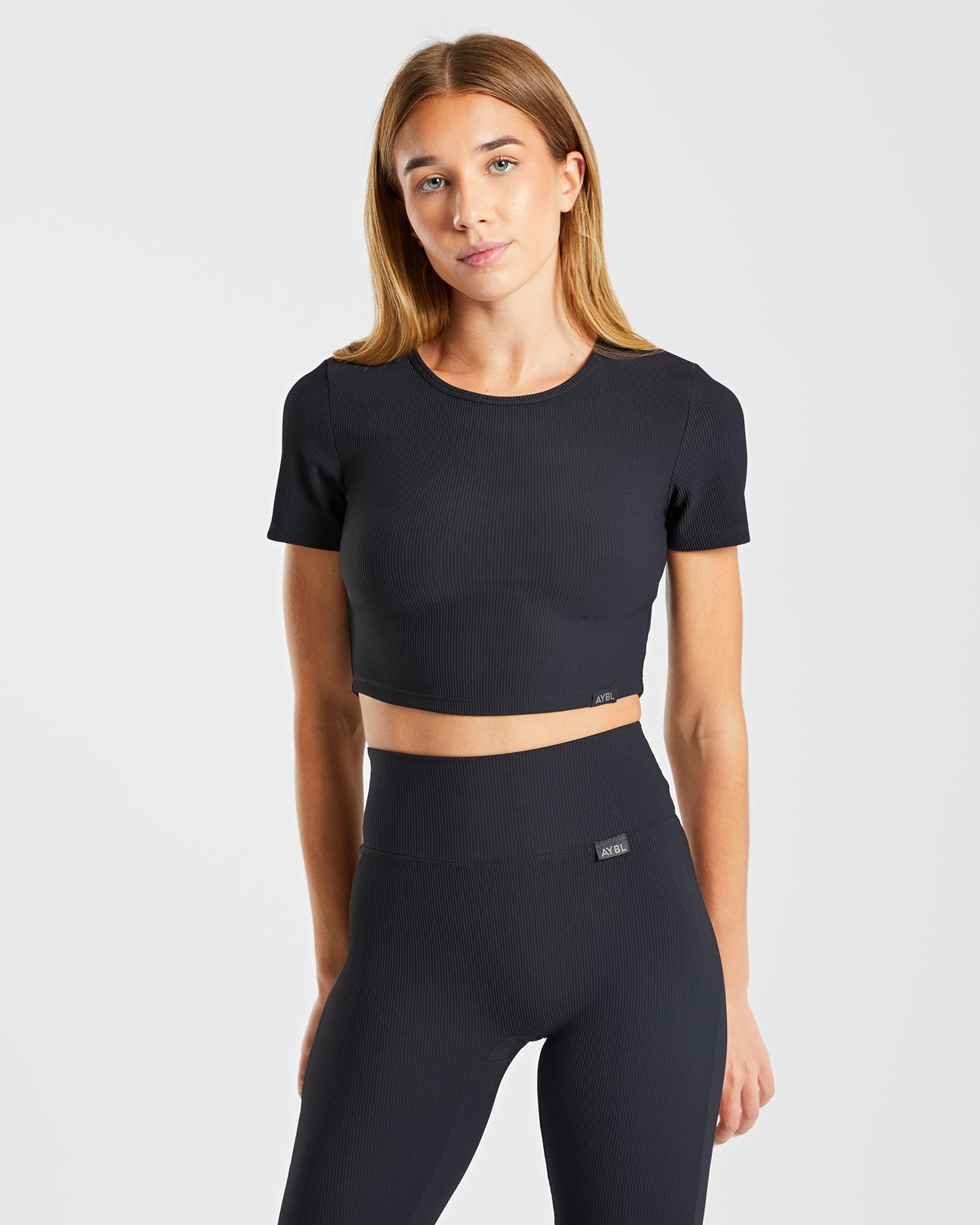 Sculpt Ribbed Crop Top - Noir