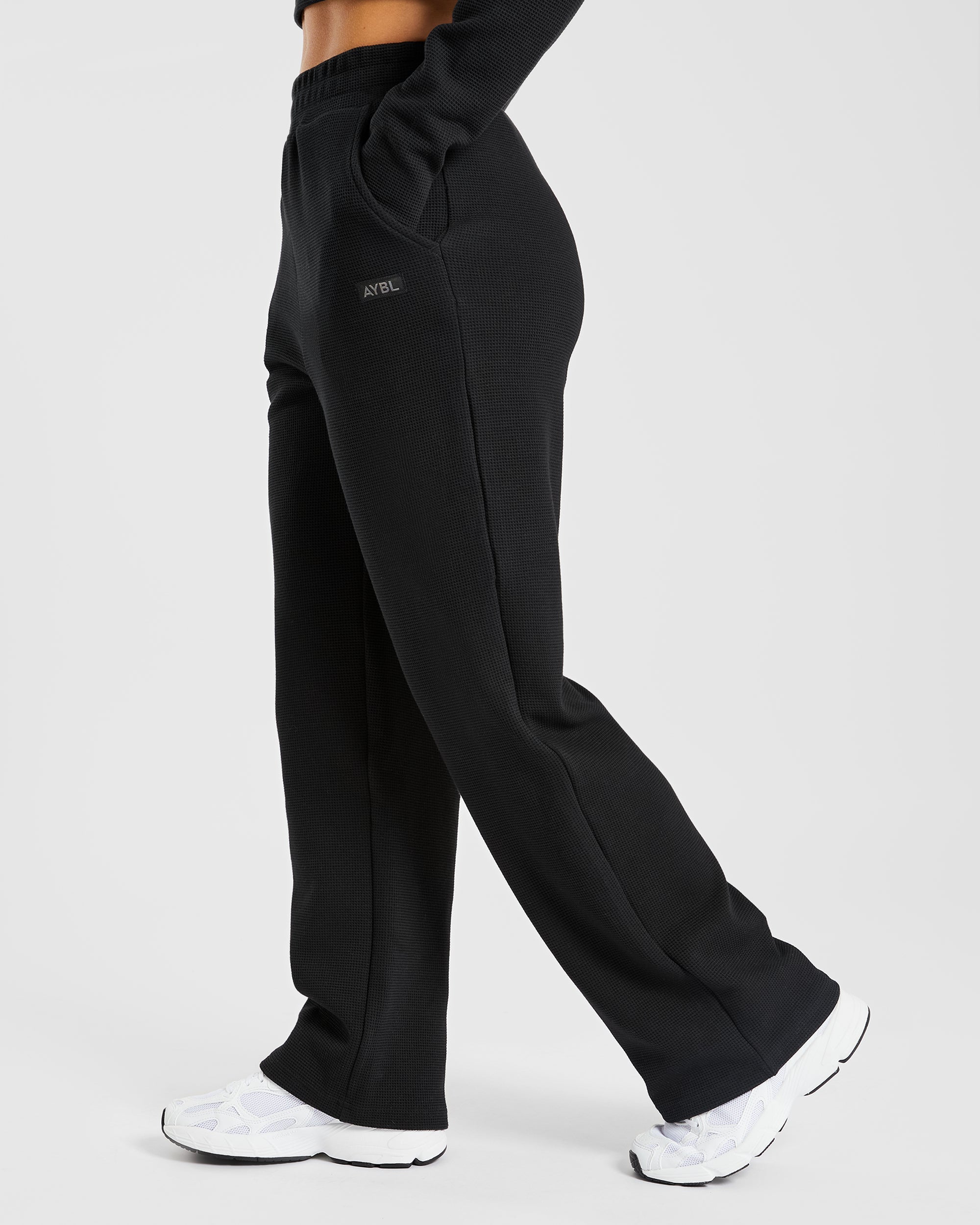 Waffle Straight Leg Joggers - Noir