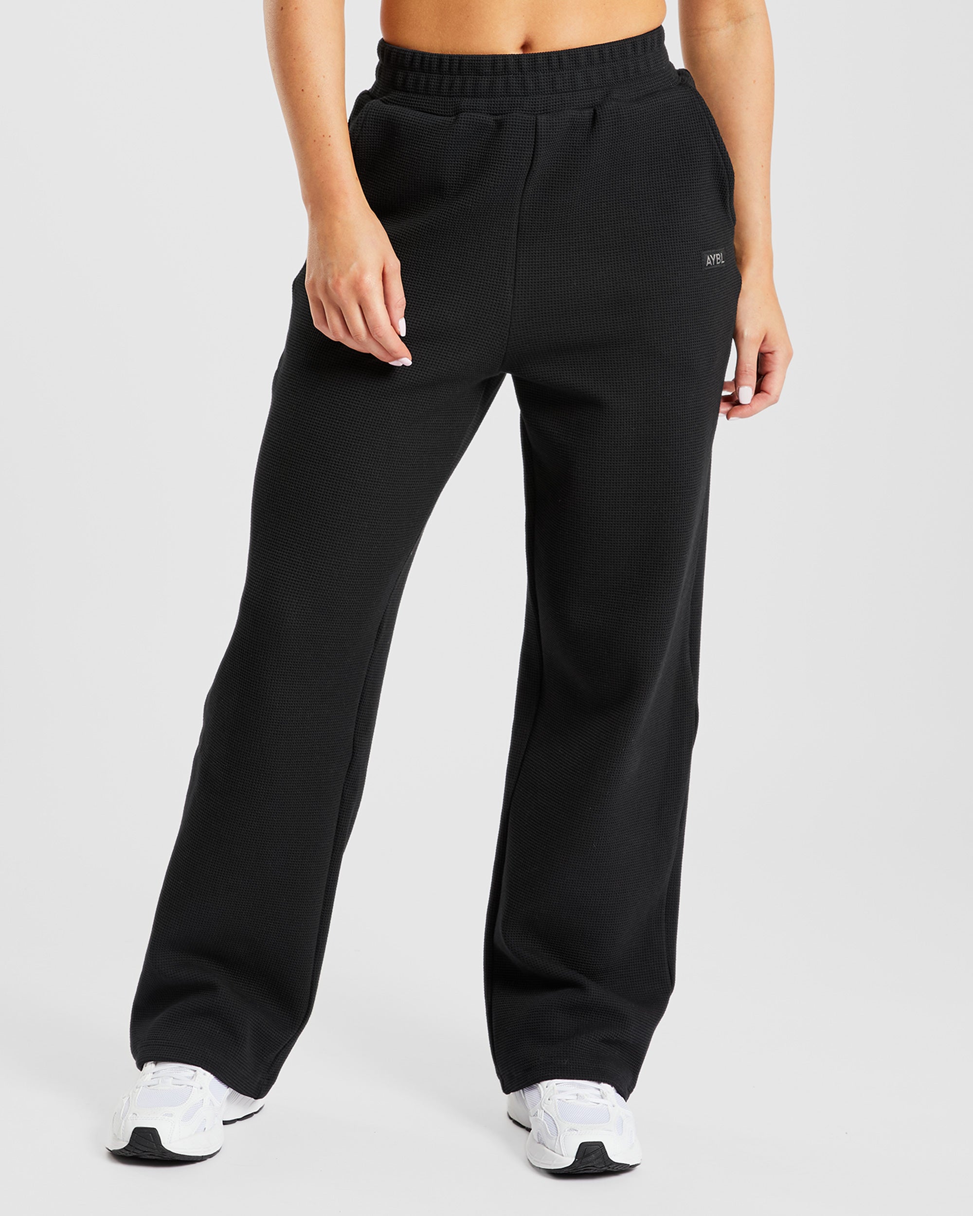 Waffle Straight Leg Joggers - Noir